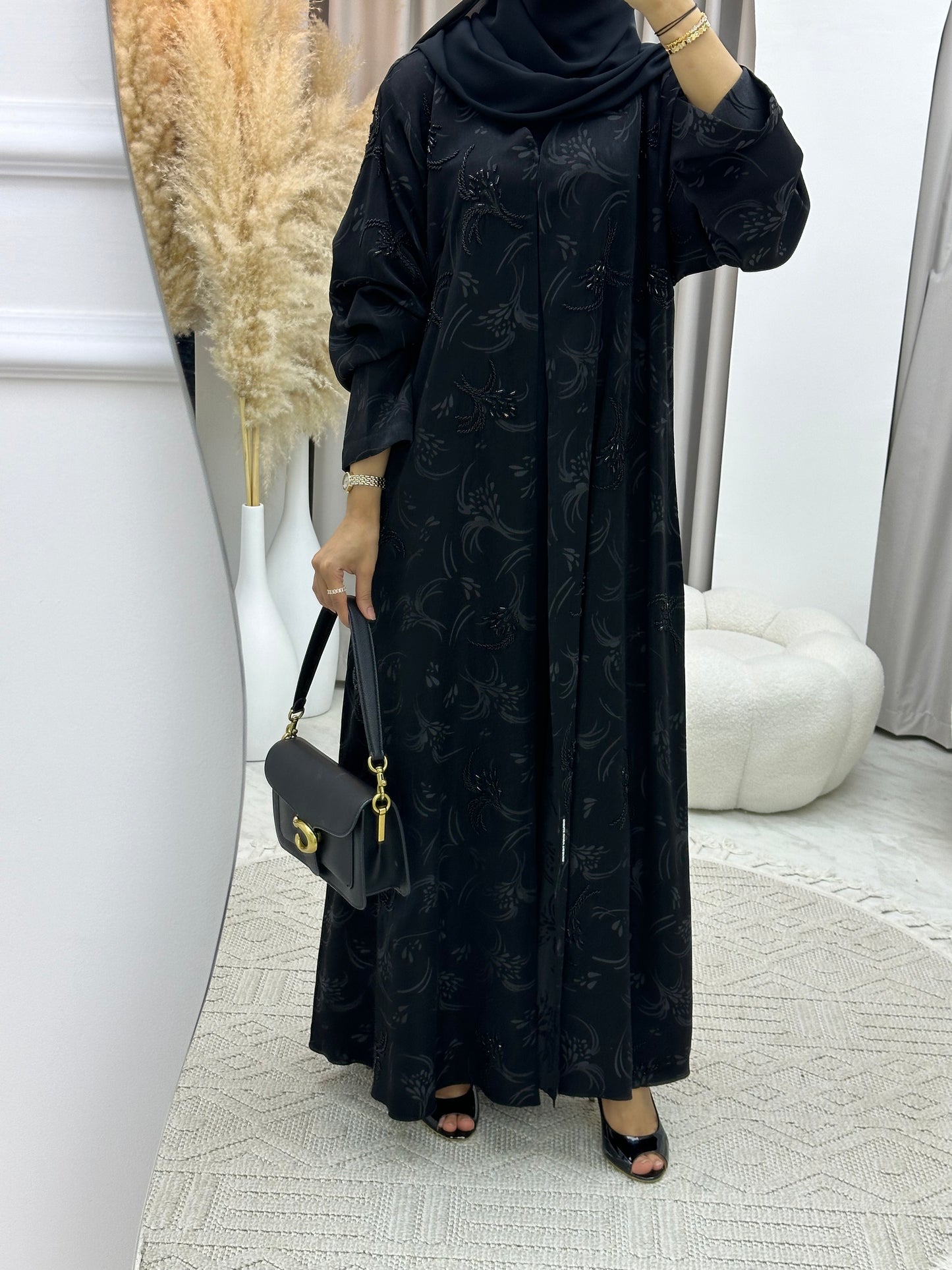 C RTW 0129 Black Handwork Abaya