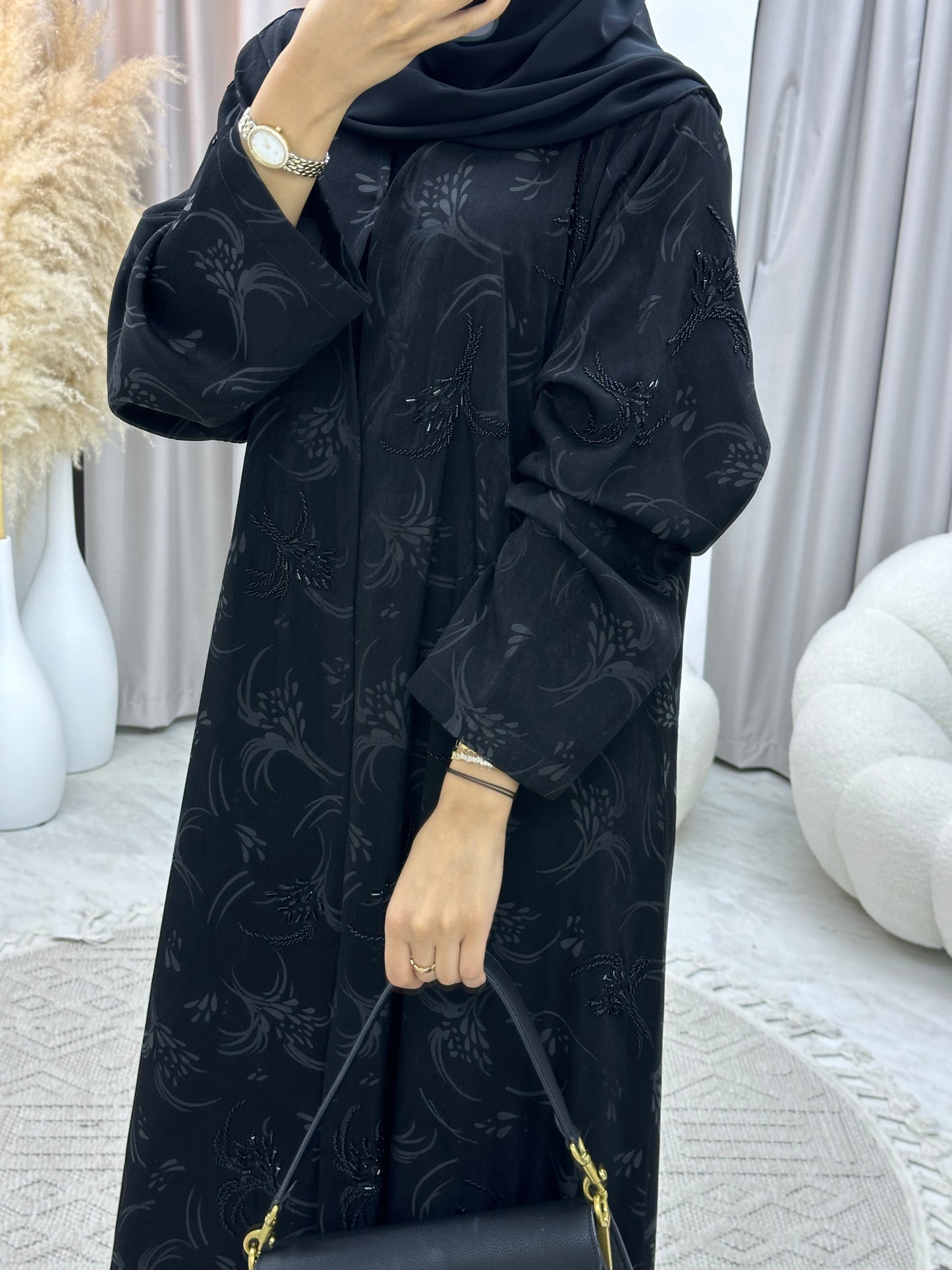 C 0129 Black Handwork Abaya