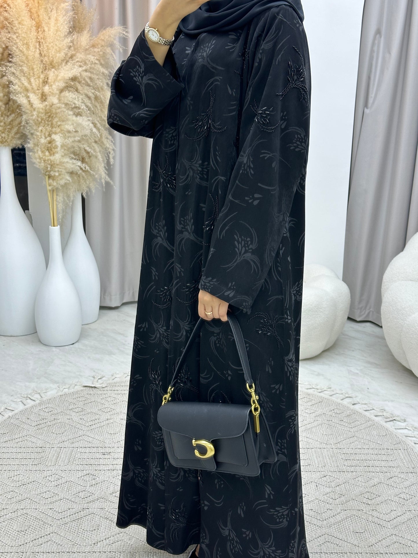 C 0129 Black Handwork Abaya