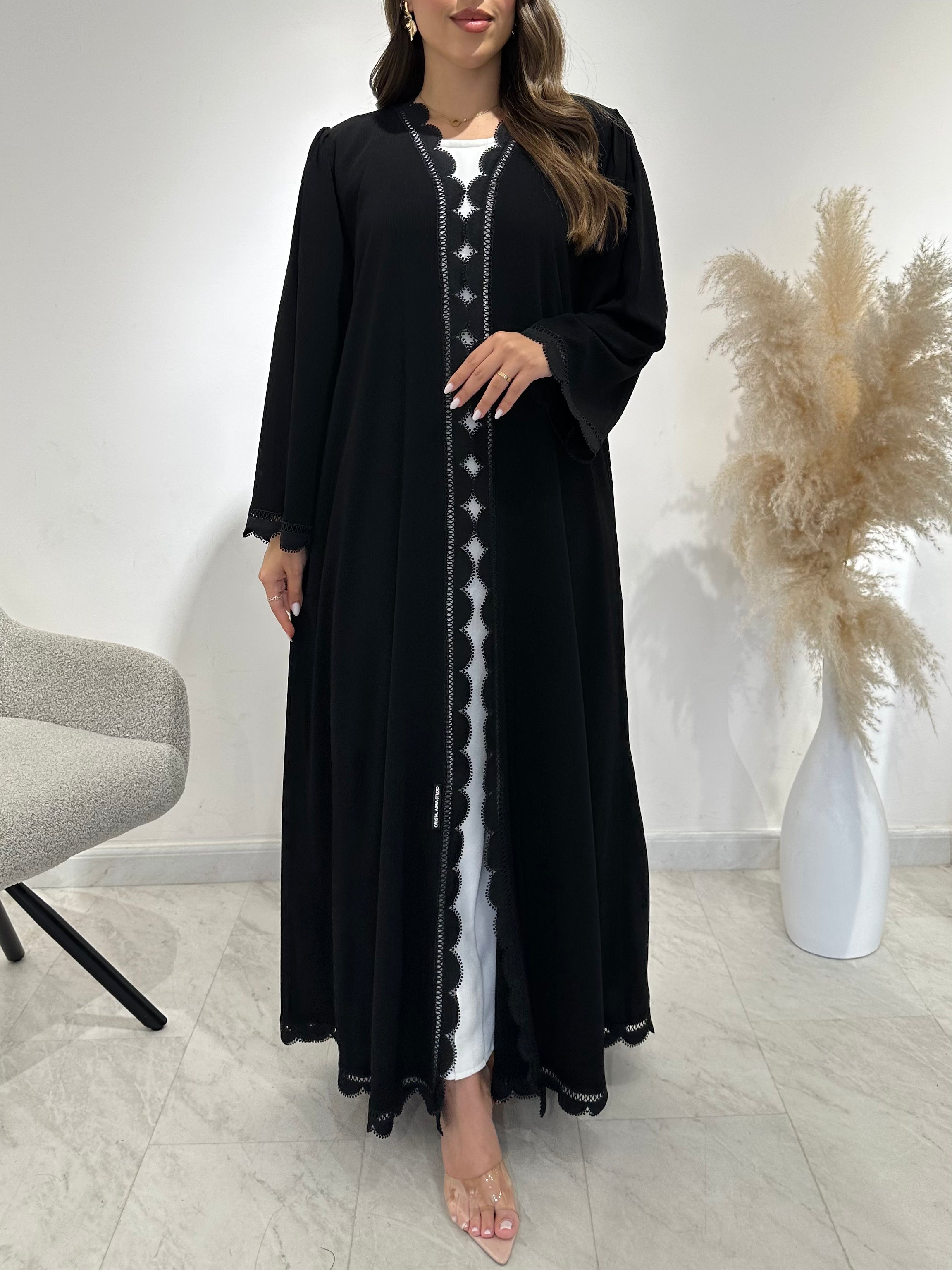 C 1491 Black Lace Abaya