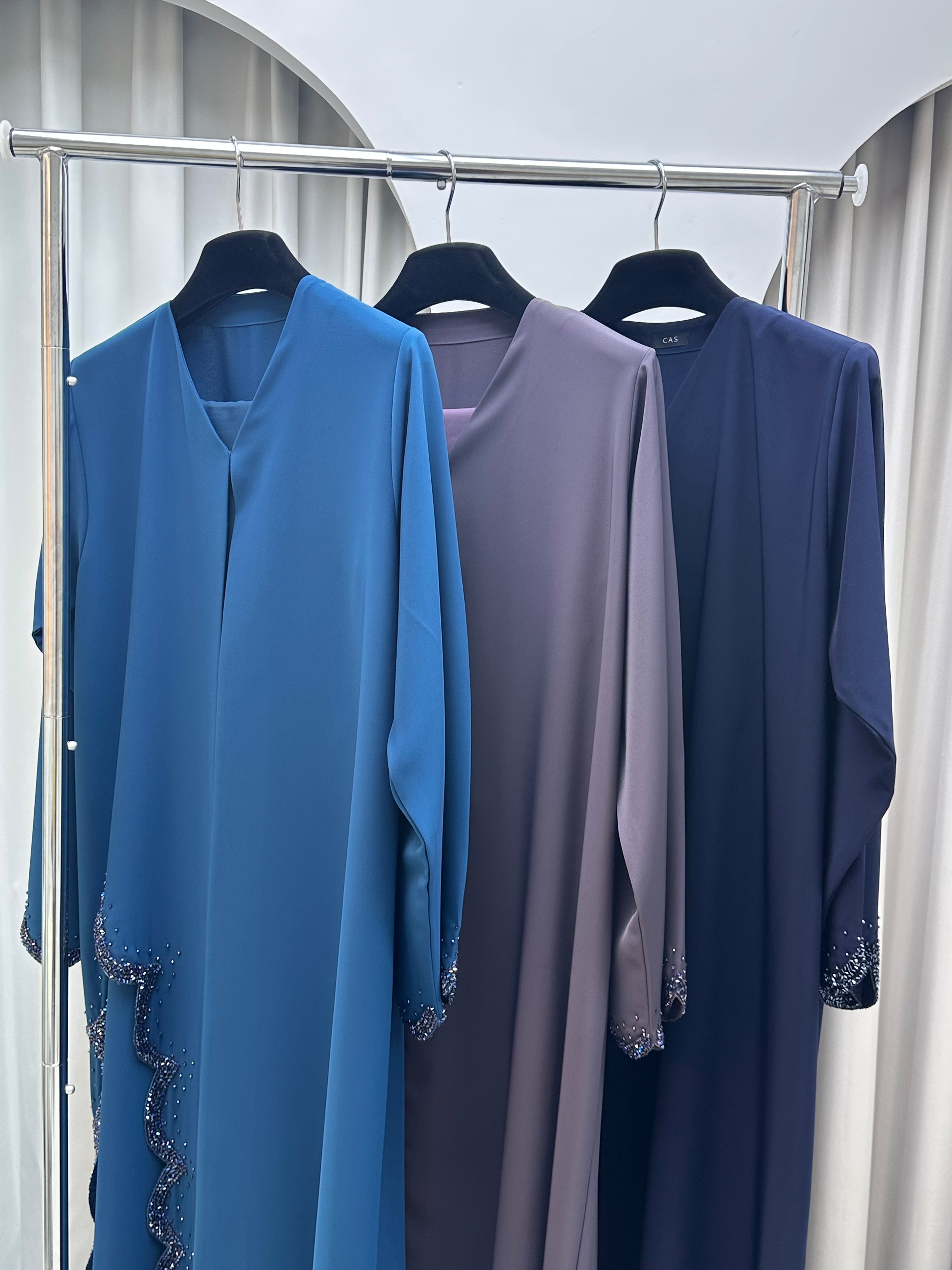 C 1233 Navy Blue Beaded Abaya