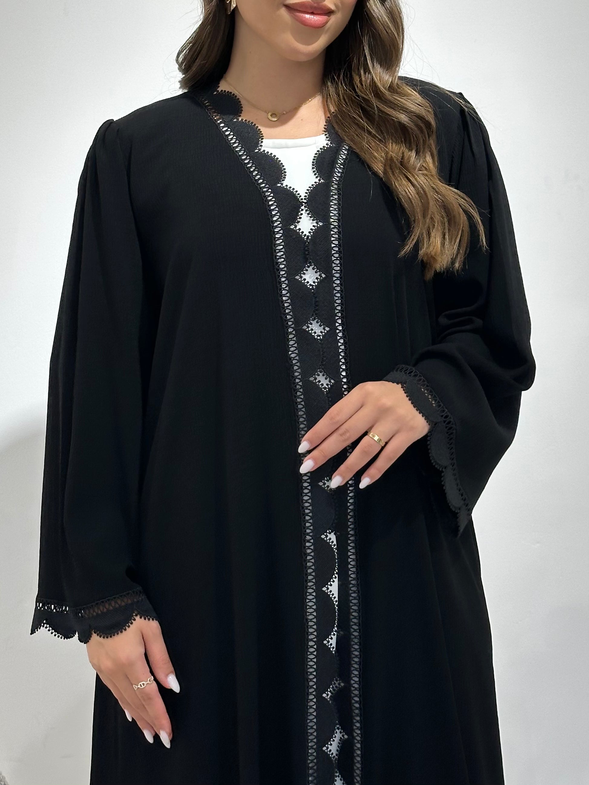 C 1491 Black Lace Abaya