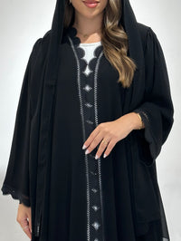 C RTW 1491 Black Lace Abaya - L / 58
