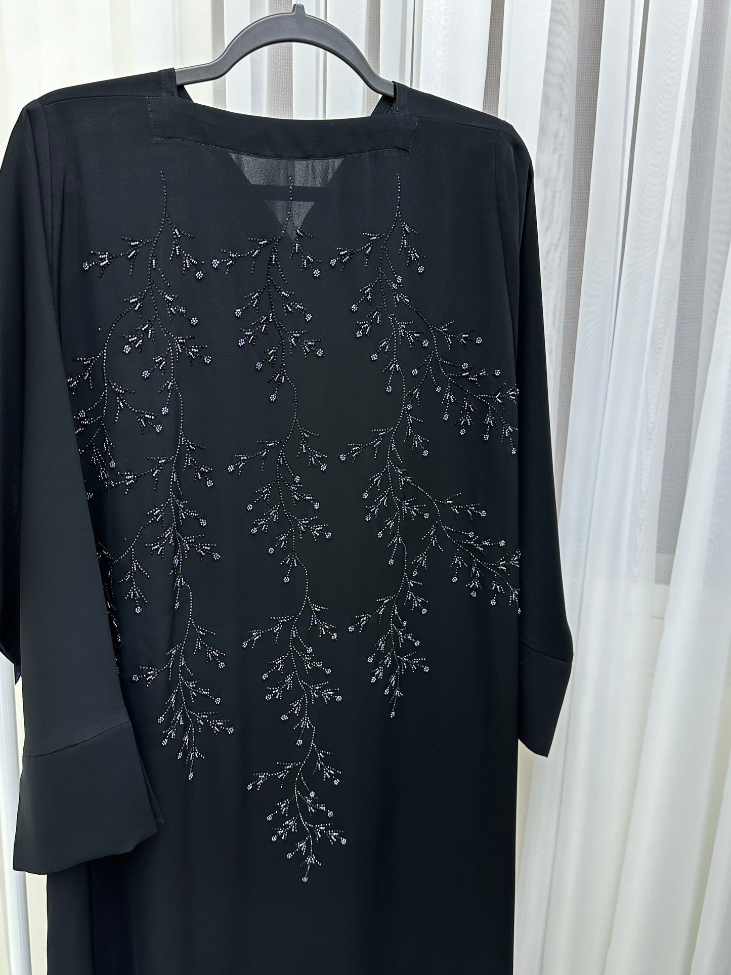 C 0130 Black Blue Beadwork Abaya