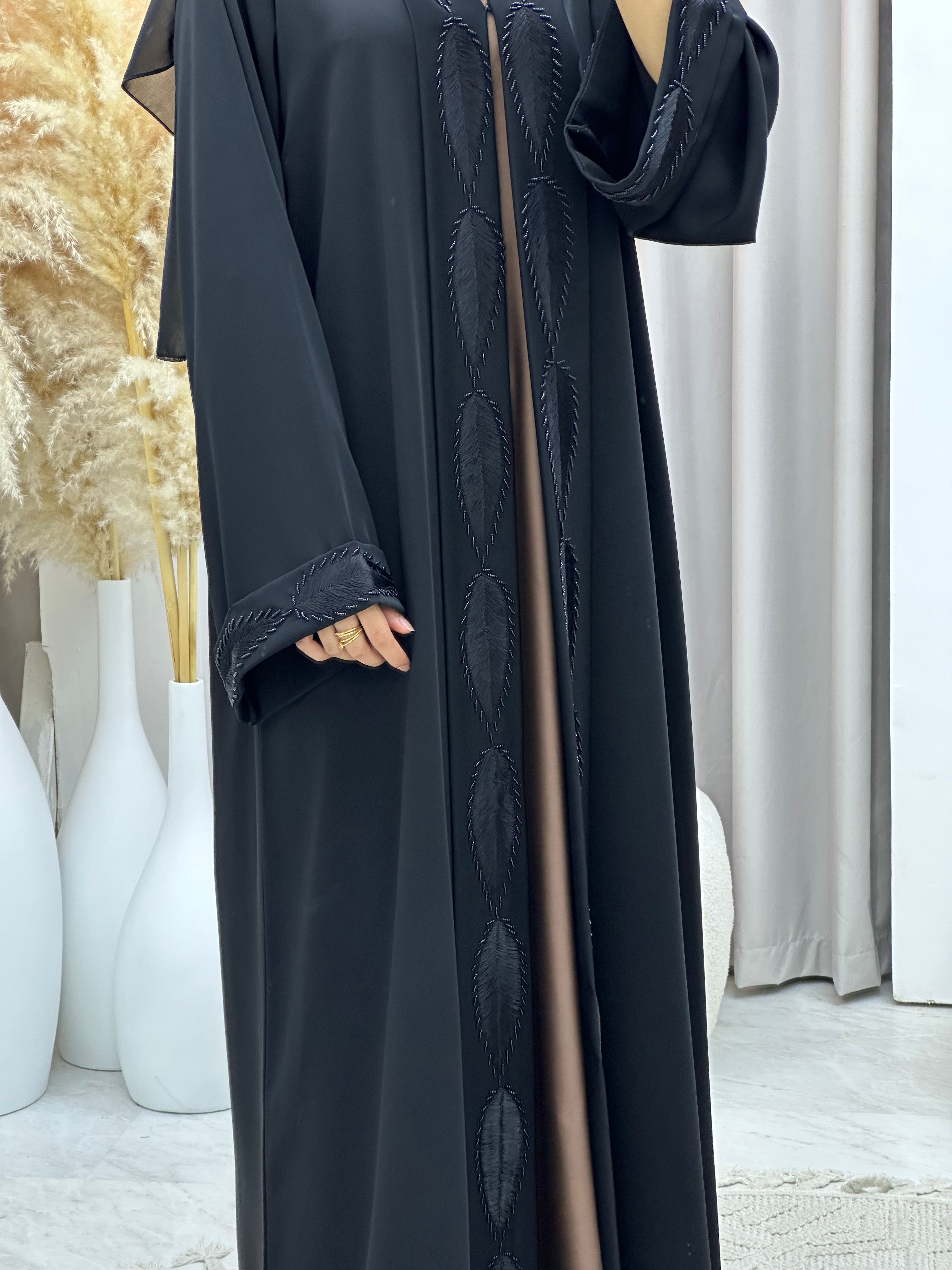 C RTW 0566 Black Work Abaya