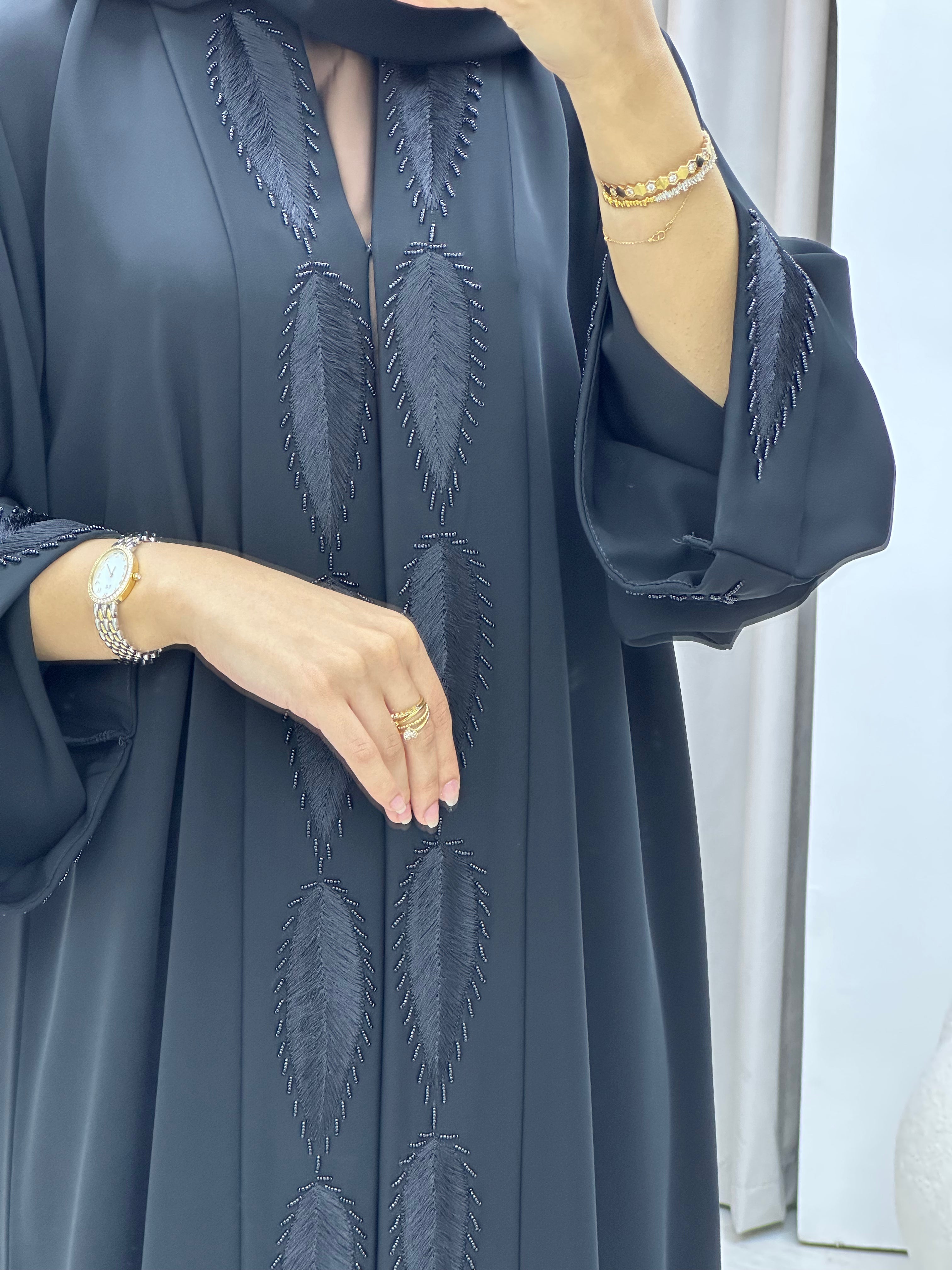C RTW 0566 Black Work Abaya