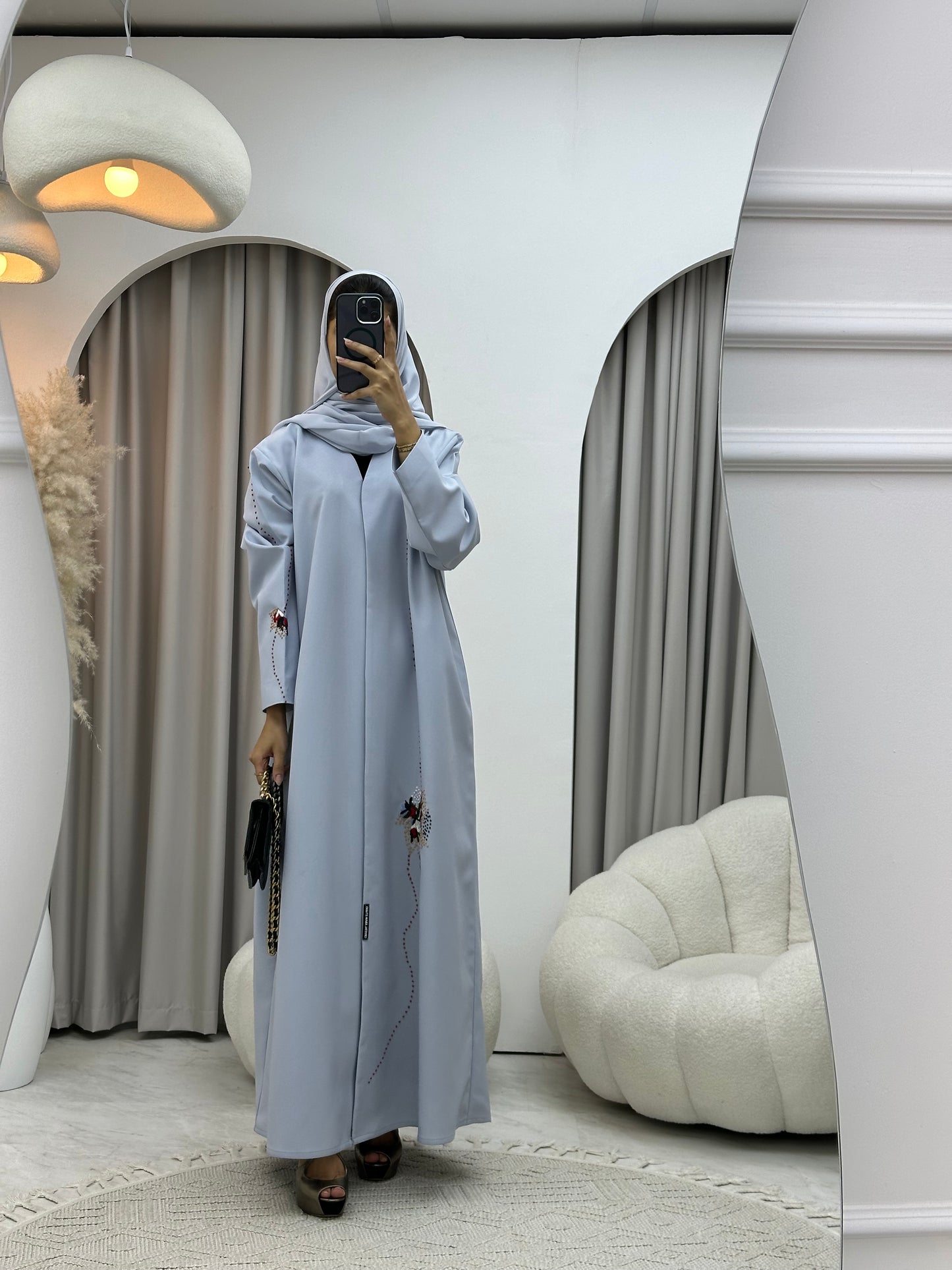 C 0306 Light Blue Embroidery Abaya