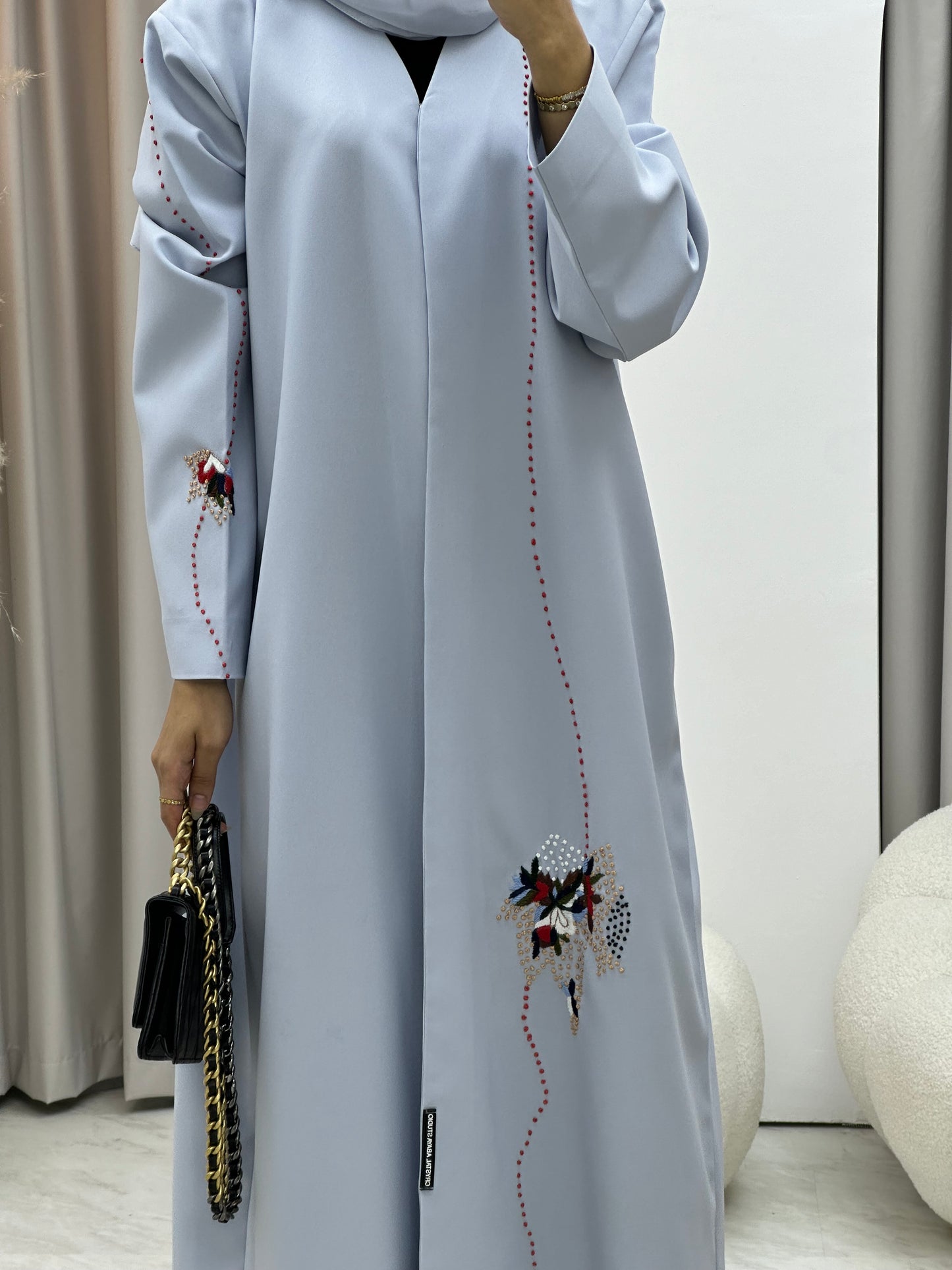 C 0306 Light Blue Embroidery Abaya