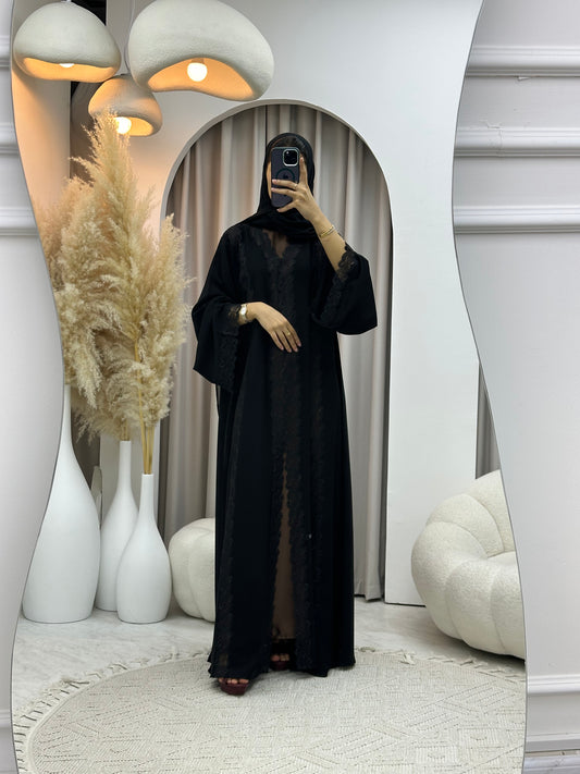 C 0561 Black Classic Lace Abaya