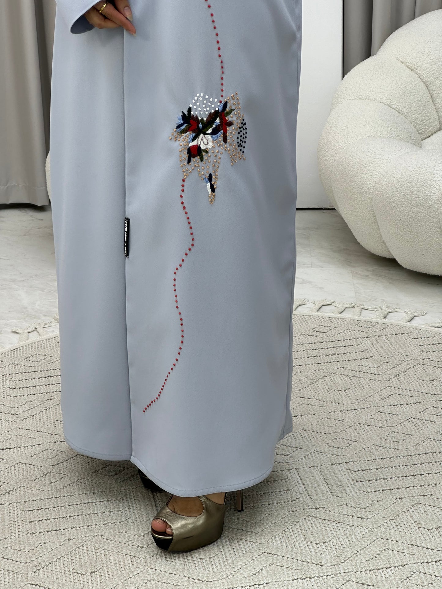 C 0306 Light Blue Embroidery Abaya