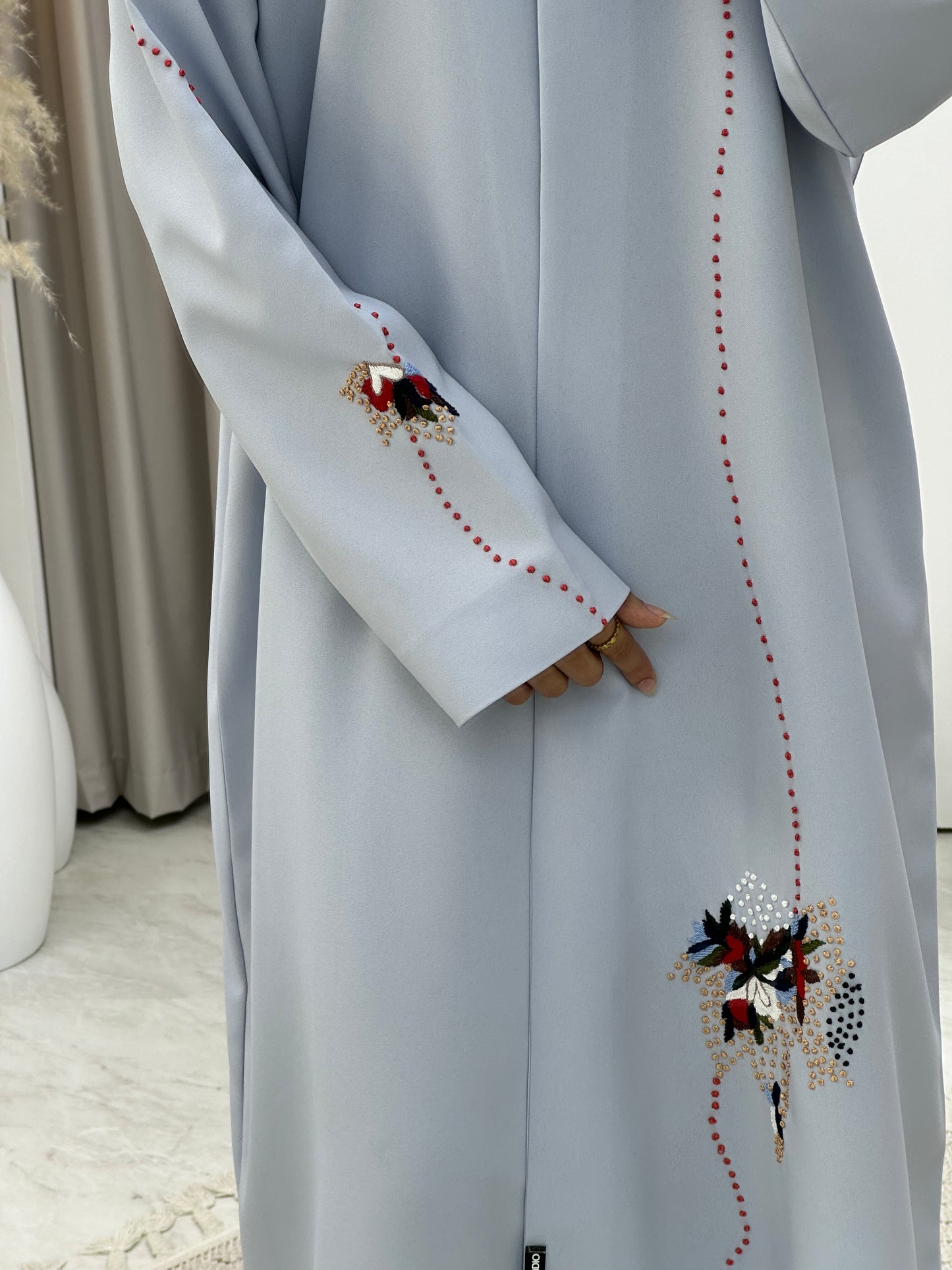 C 0306 Light Blue Embroidery Abaya