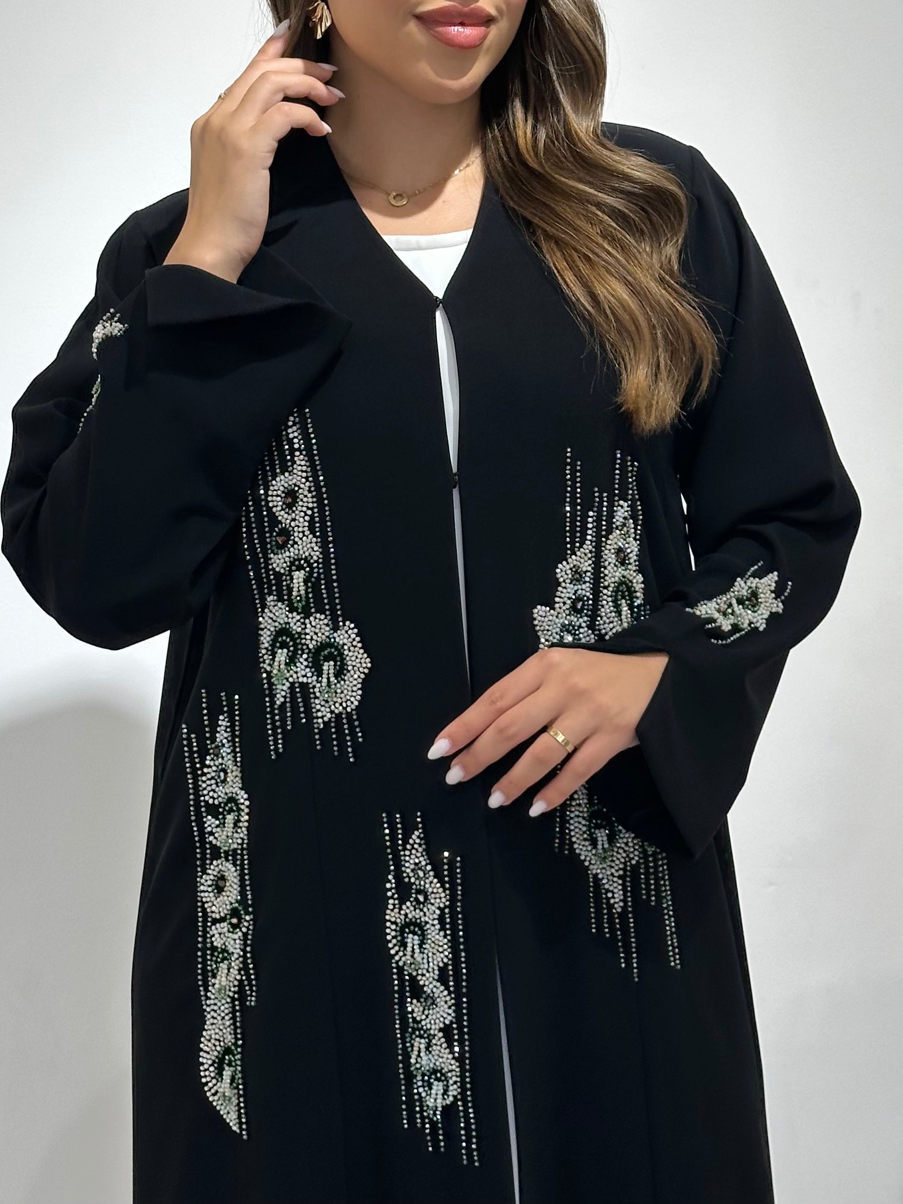 C 1494 Black Beaded Abaya
