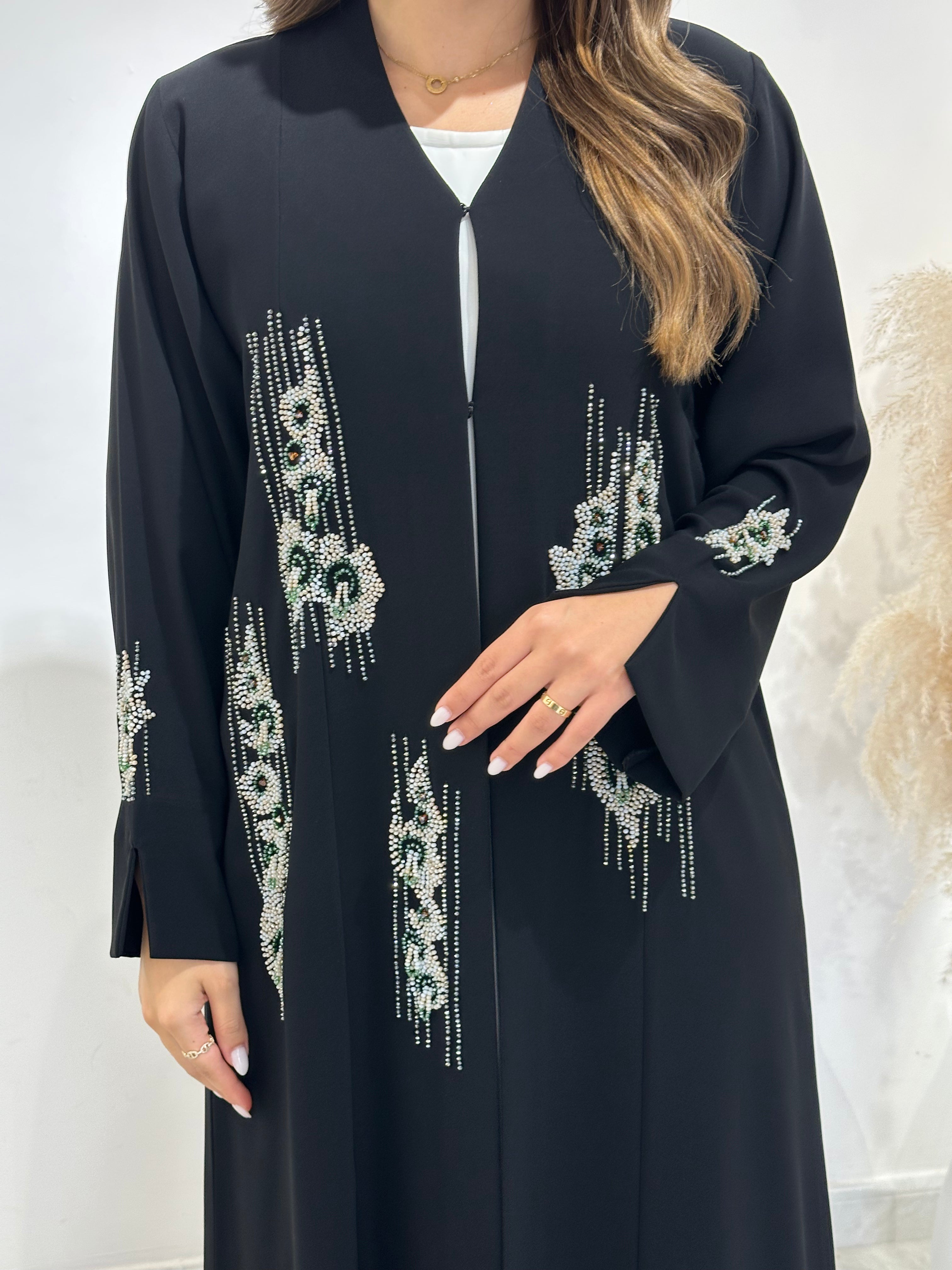 C 1494 Black Beaded Abaya