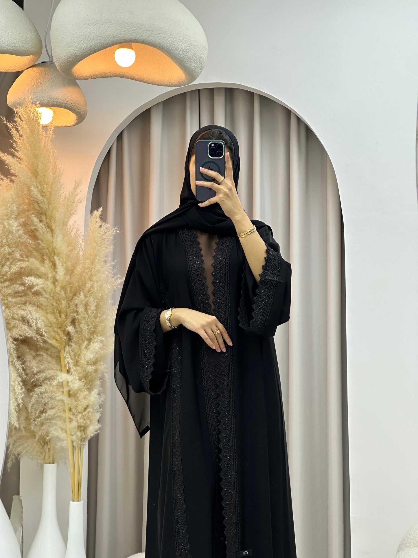 C 0562 Black Classic Lace Abaya