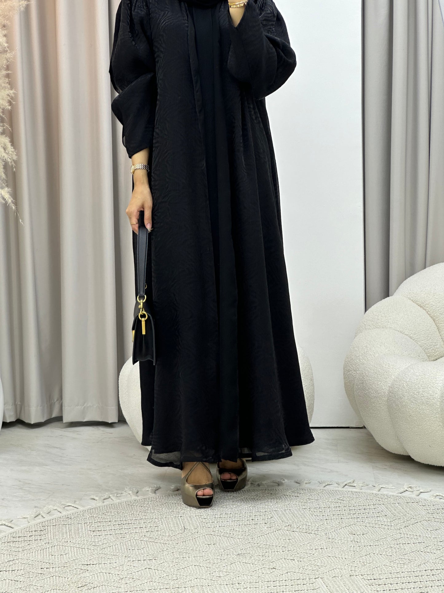 C 0308-01 Black Printed Abaya