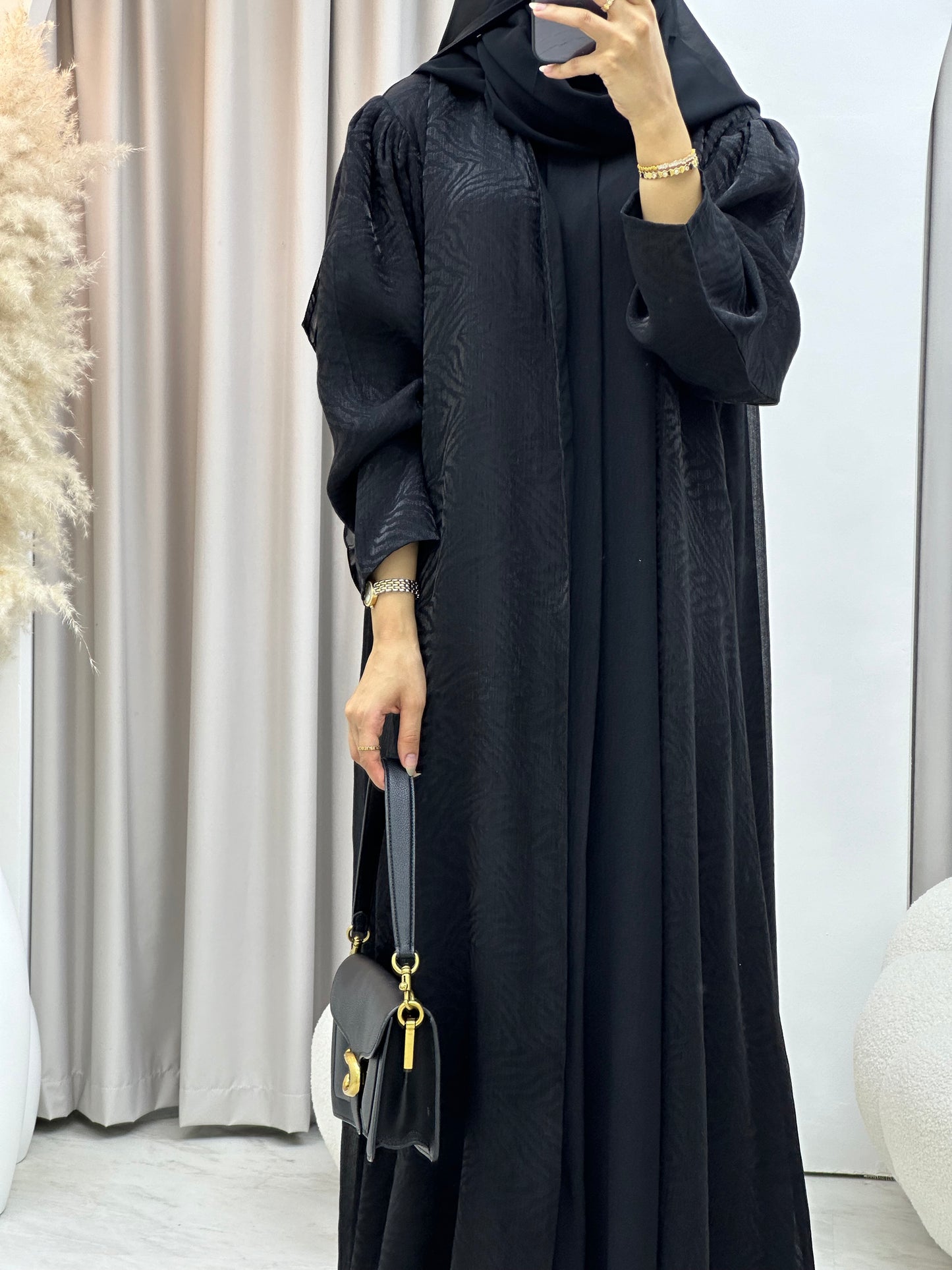 C 0308-01 Black Printed Abaya