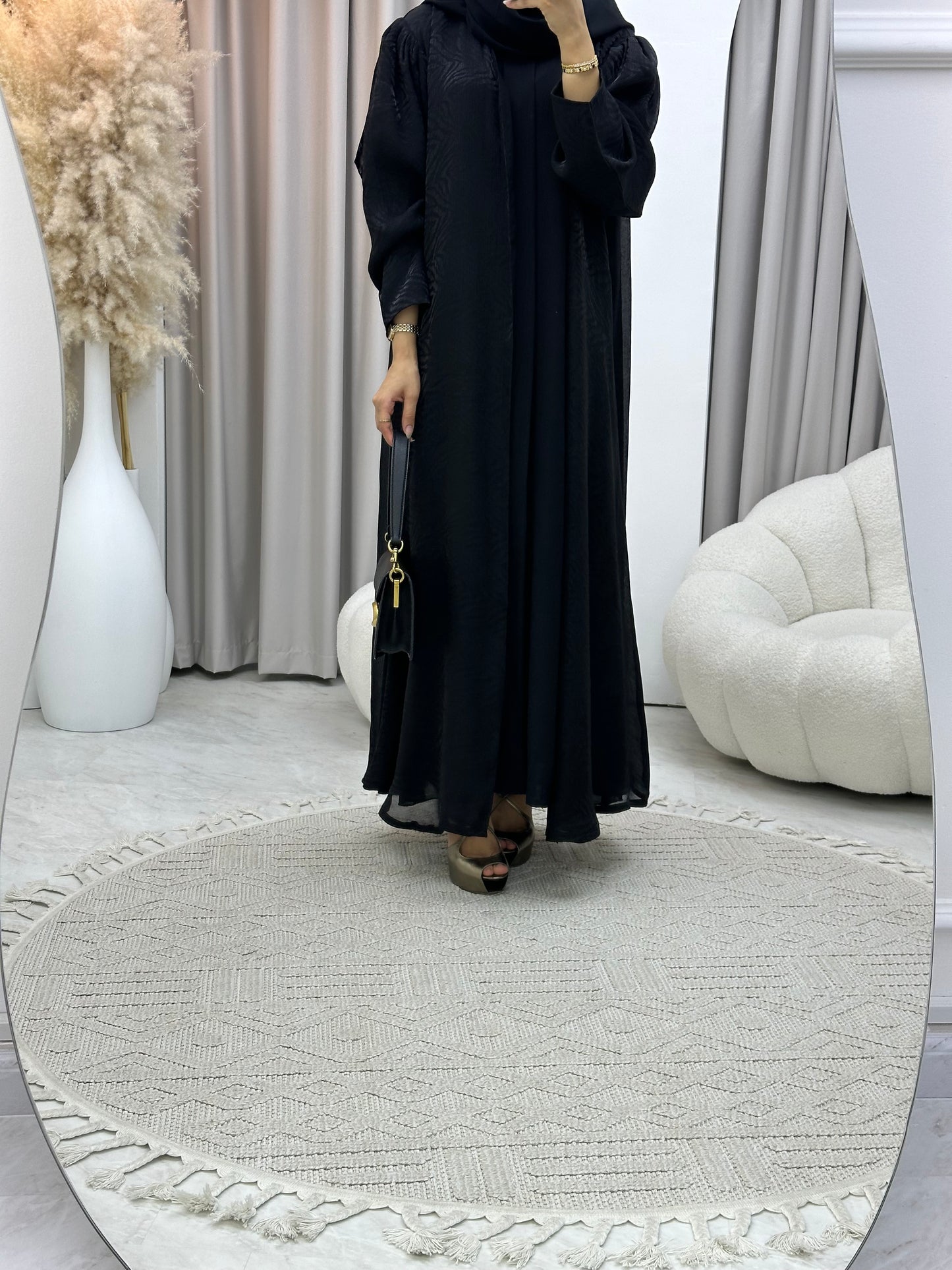 C 0308-01 Black Printed Abaya