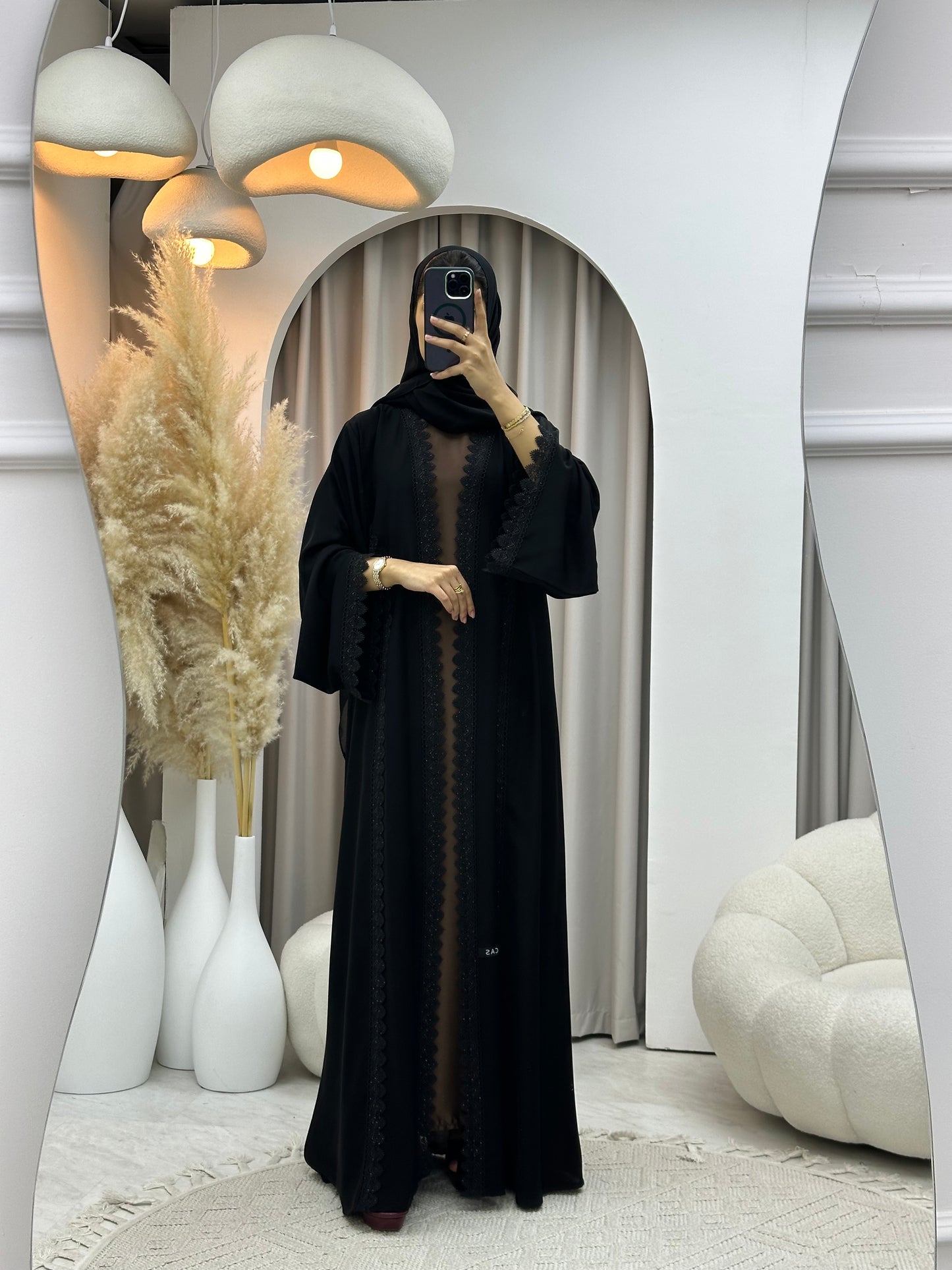 C 0564 Black Classic Lace Abaya