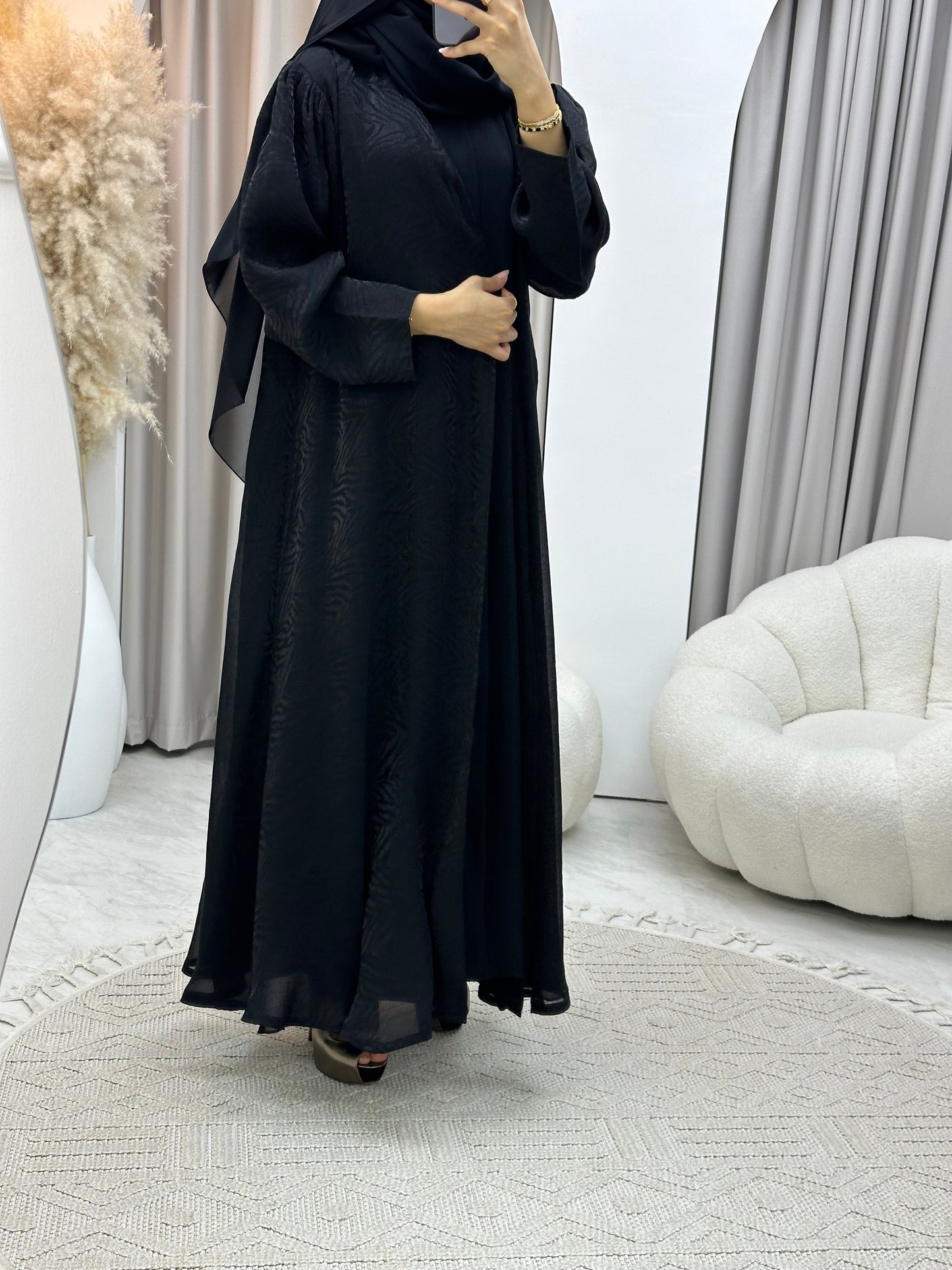 C 0308-01 Black Printed Abaya