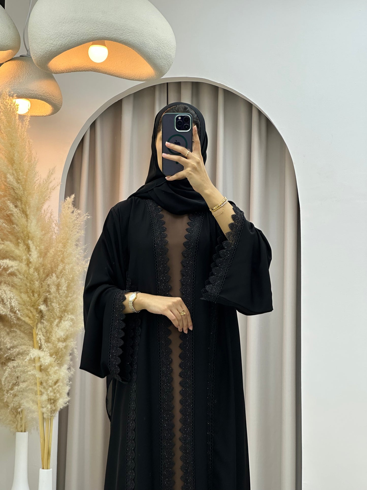 C 0564 Black Classic Lace Abaya