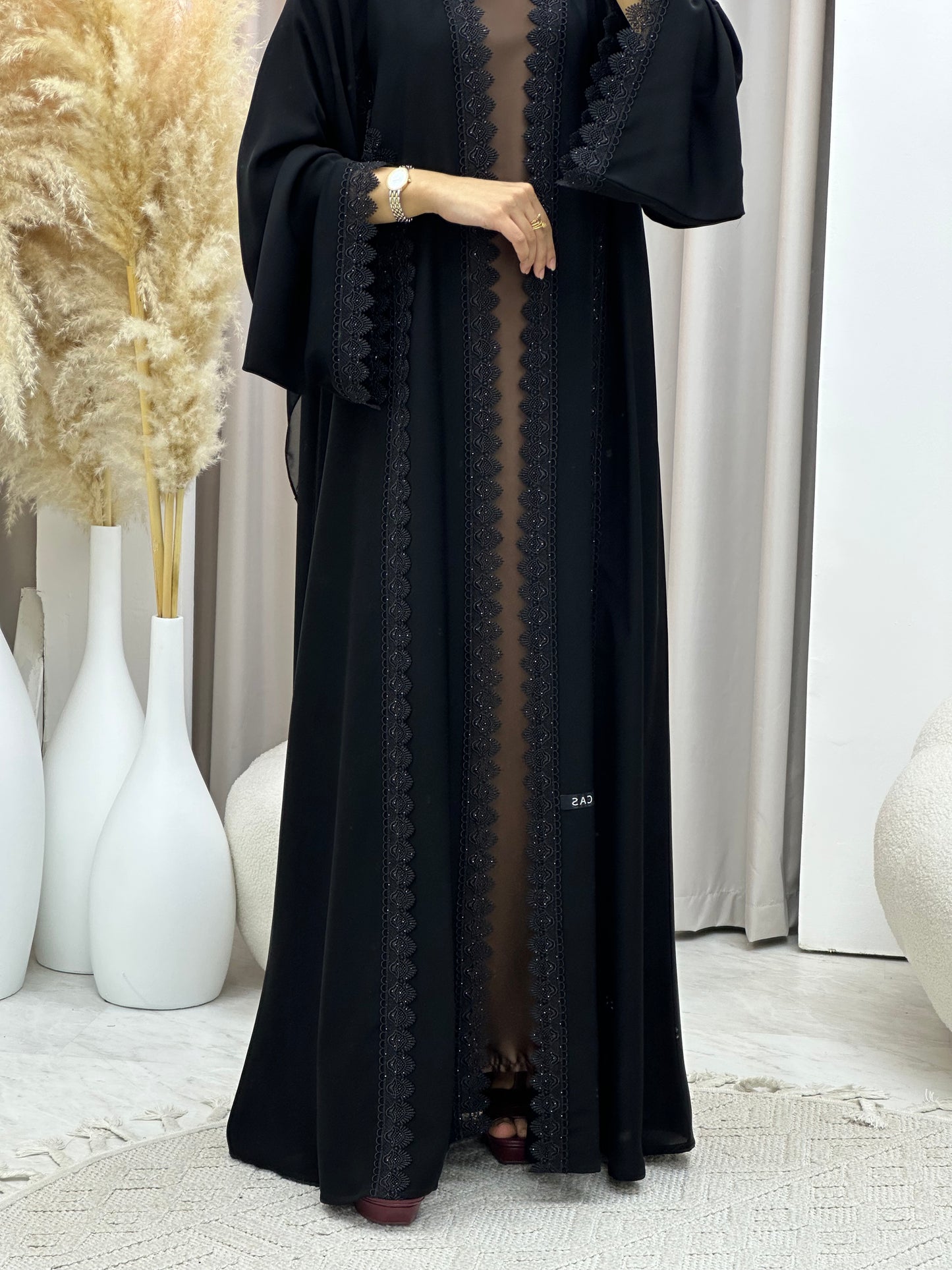 C 0564 Black Classic Lace Abaya