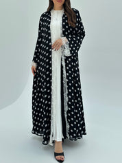 C 1722 Black Polka Dot Lace Abaya