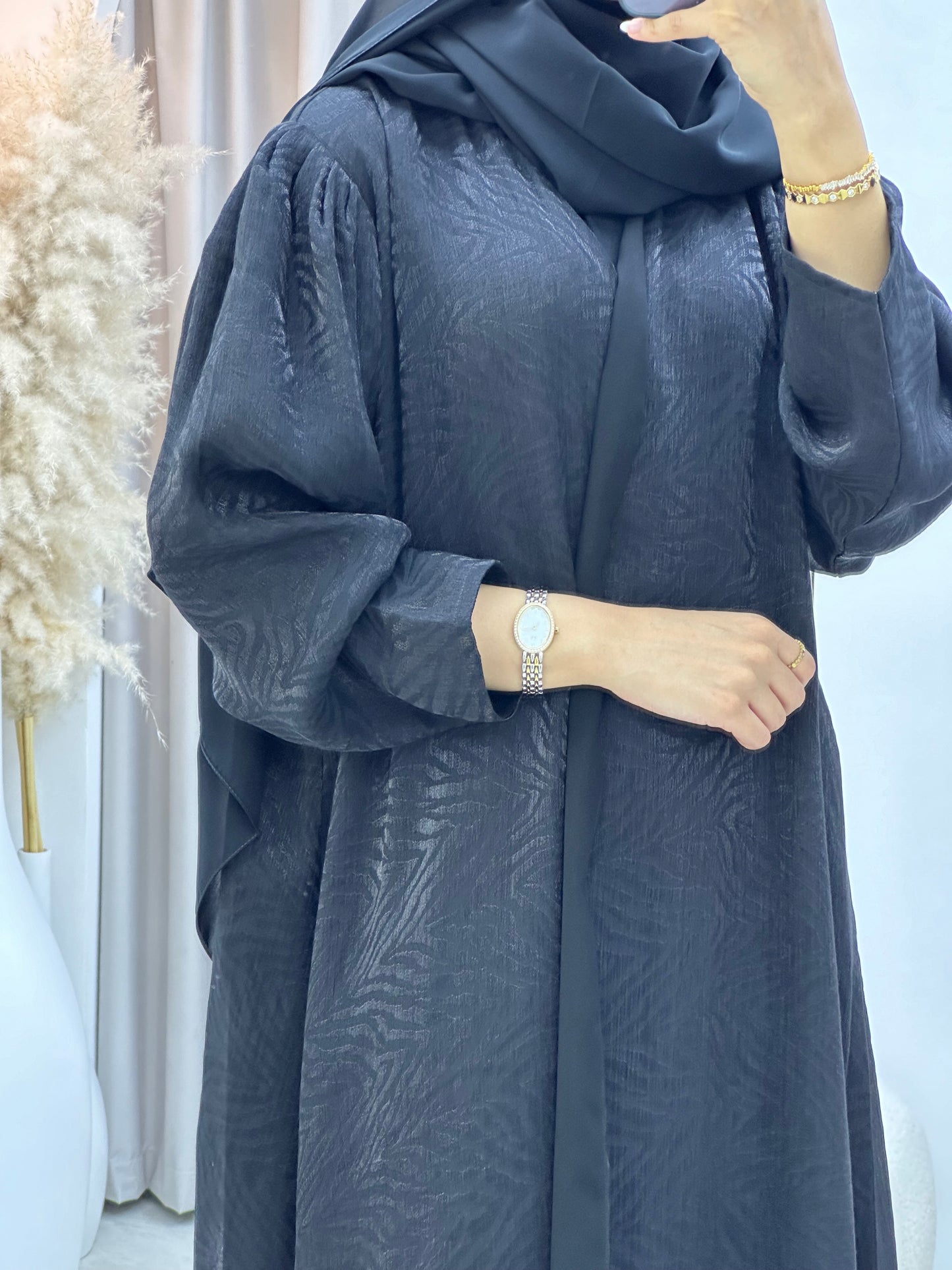 C 0308-01 Black Printed Abaya