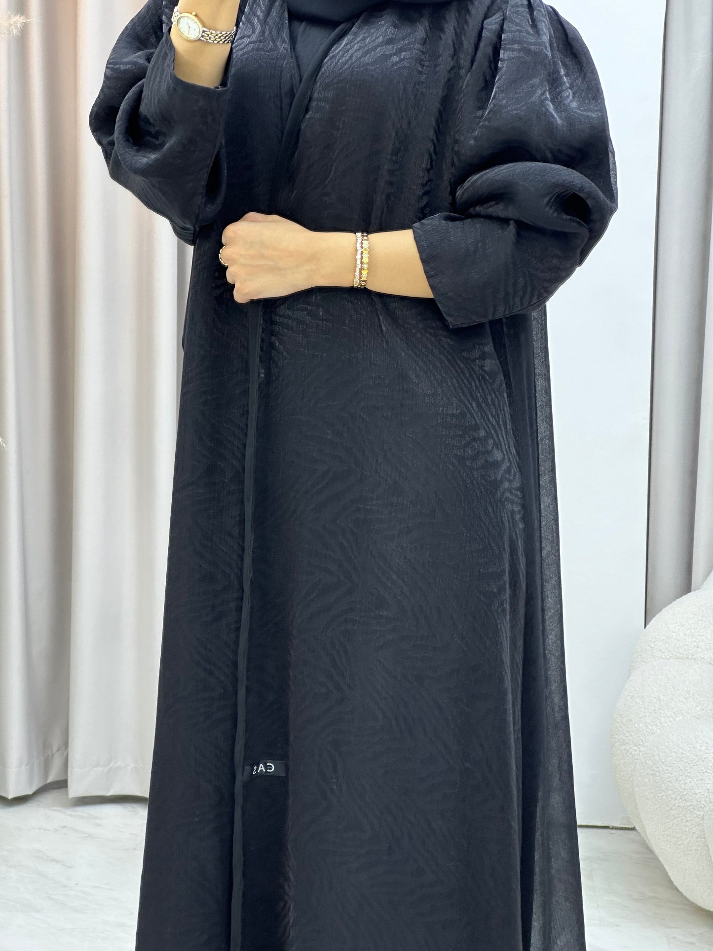 C 0308-01 Black Printed Abaya