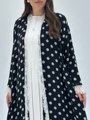C 1722 Black Polka Dot Lace Abaya
