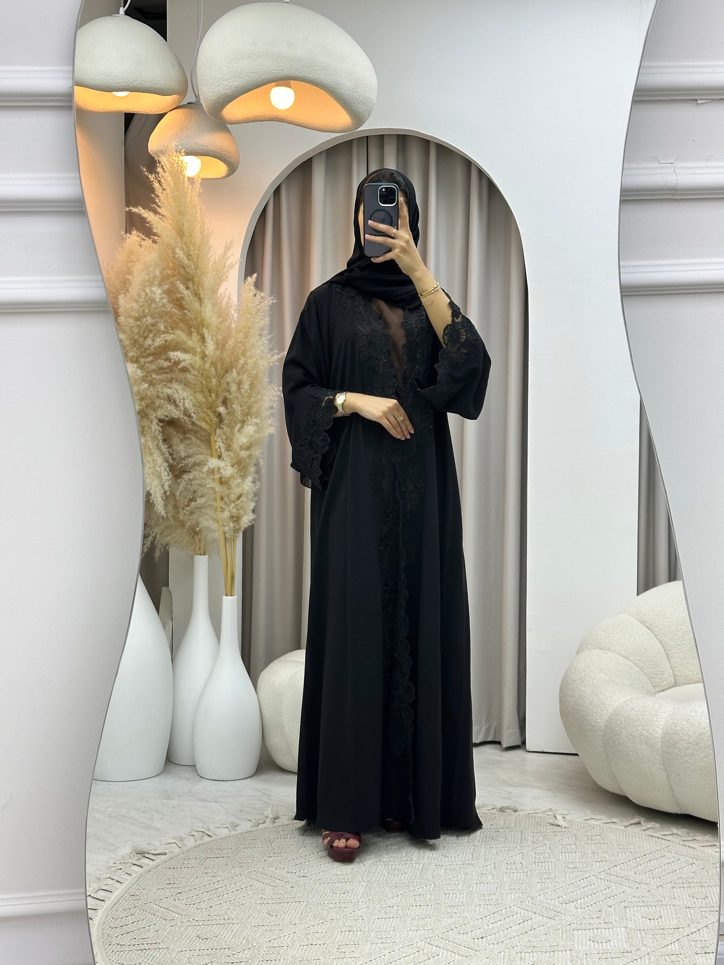 C 0563 Black Classic Lace Abaya