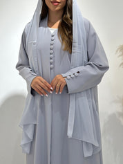 عباية مطبوعة بنقشة زنبق أسود C 1254