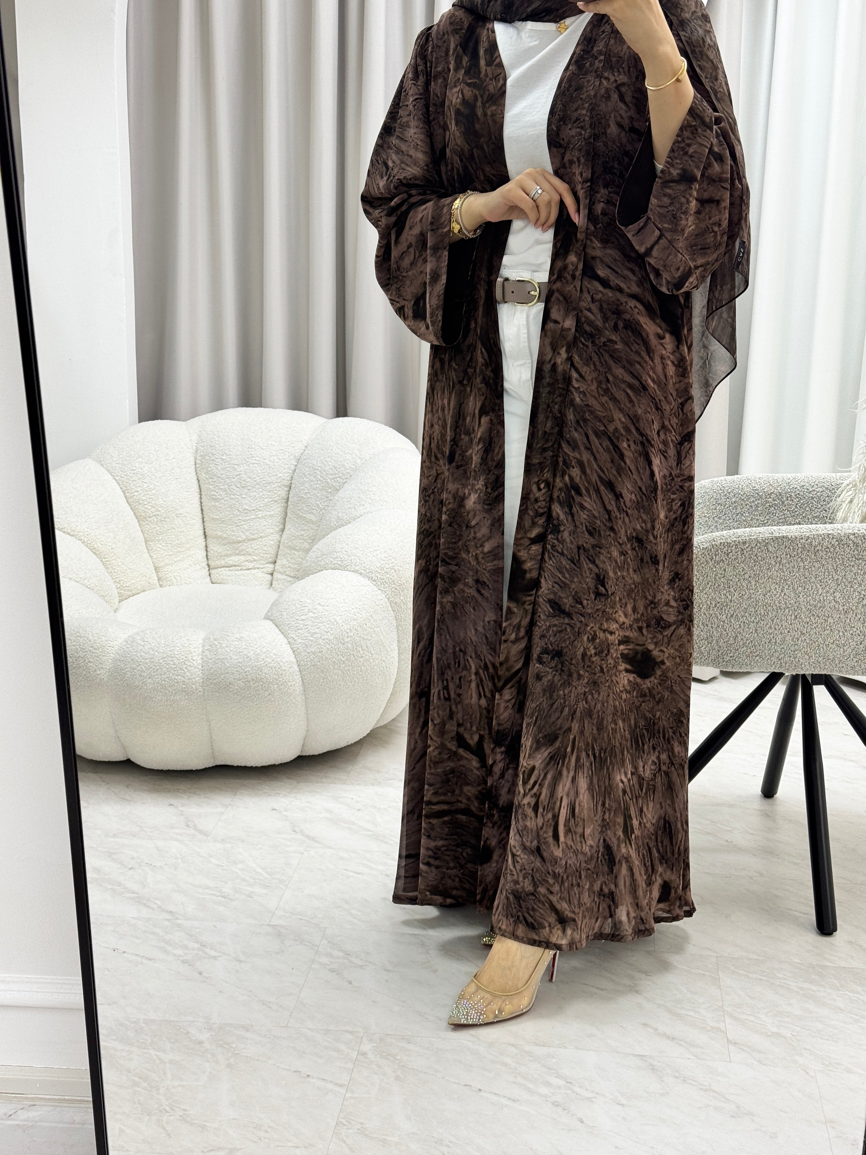 C 1279-04 Mocha Tie Dye Abaya
