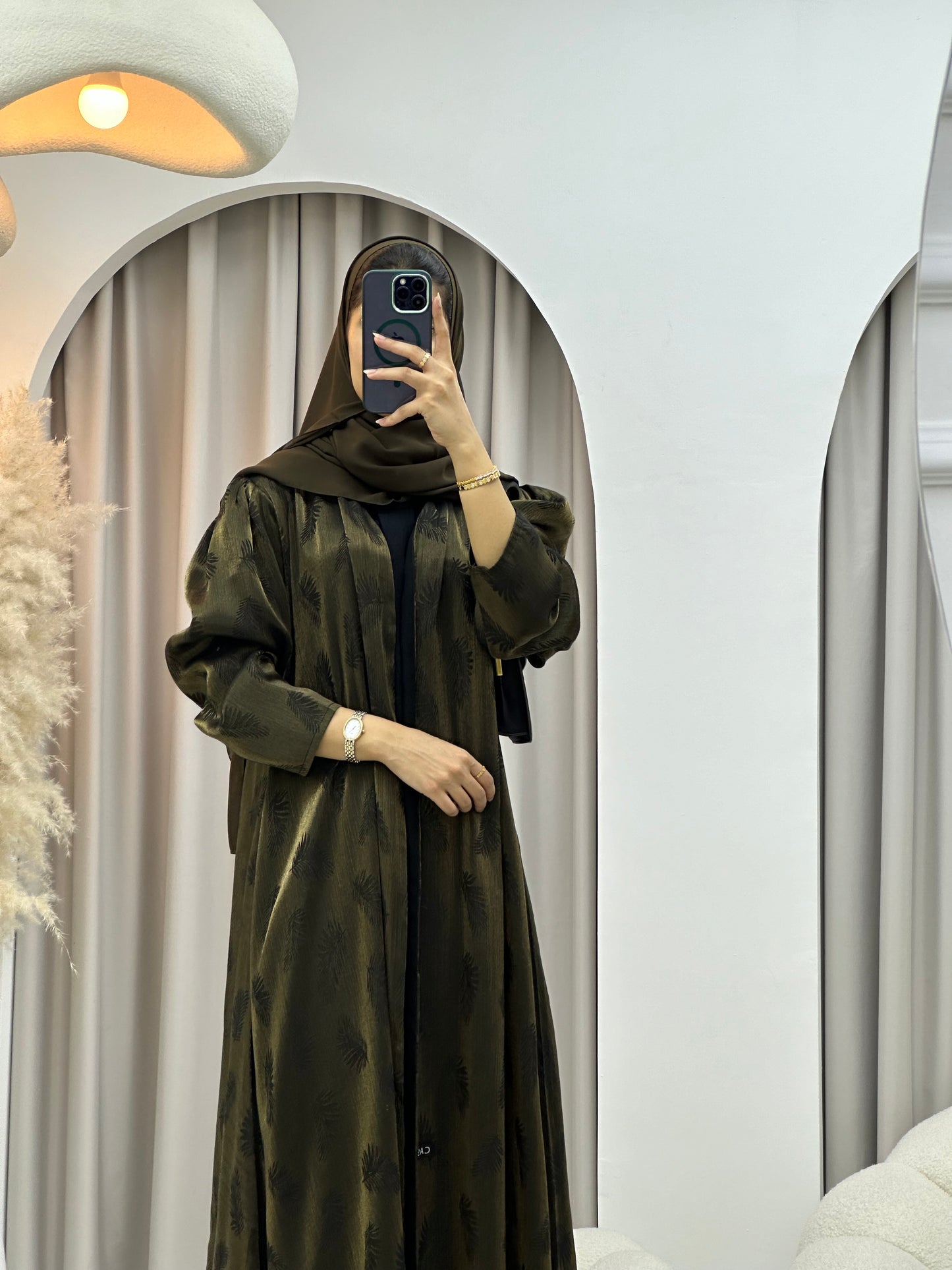 C 0307-02 Gold Leaf Printed Abaya