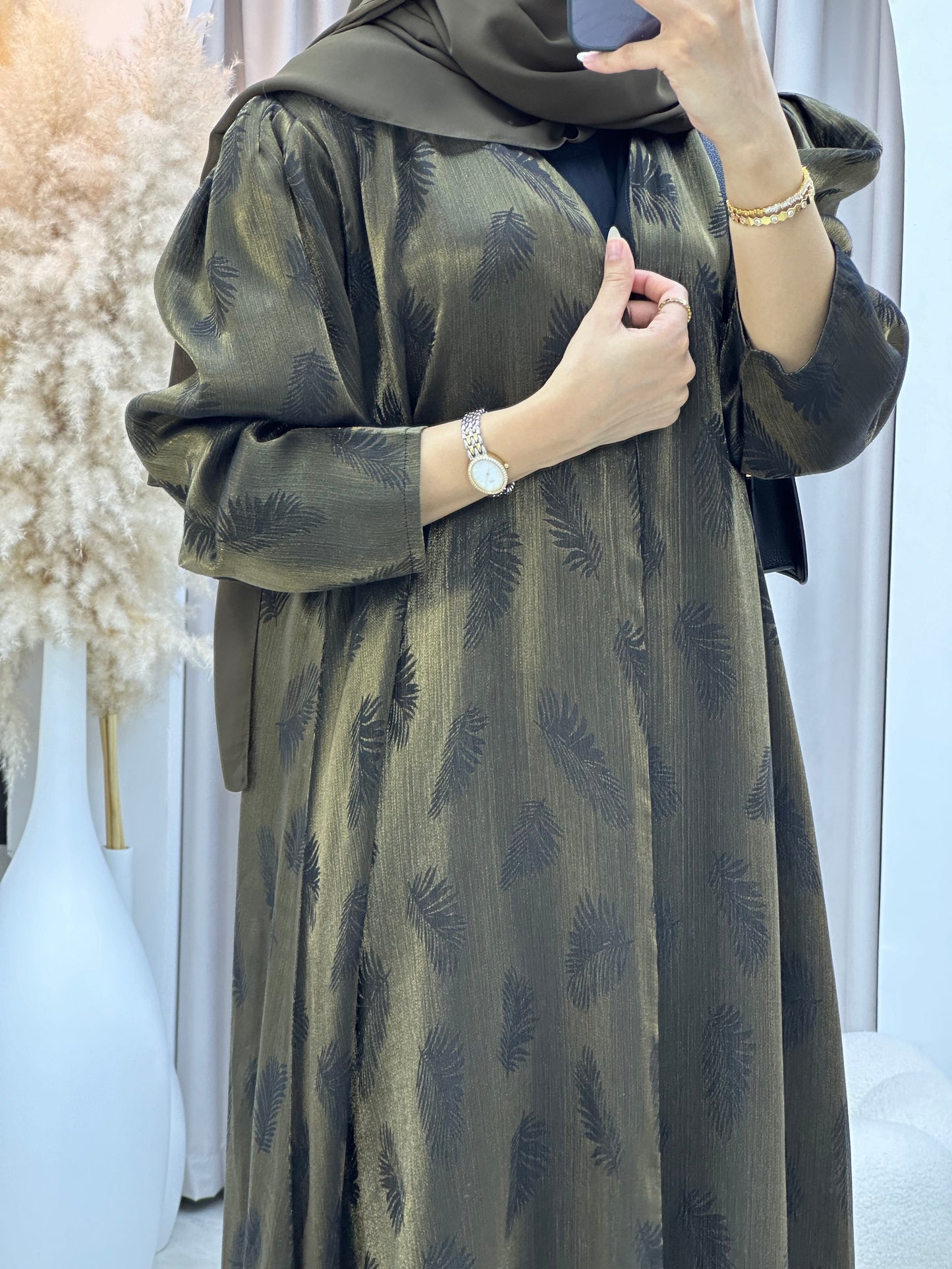 C 0307-02 Gold Leaf Printed Abaya