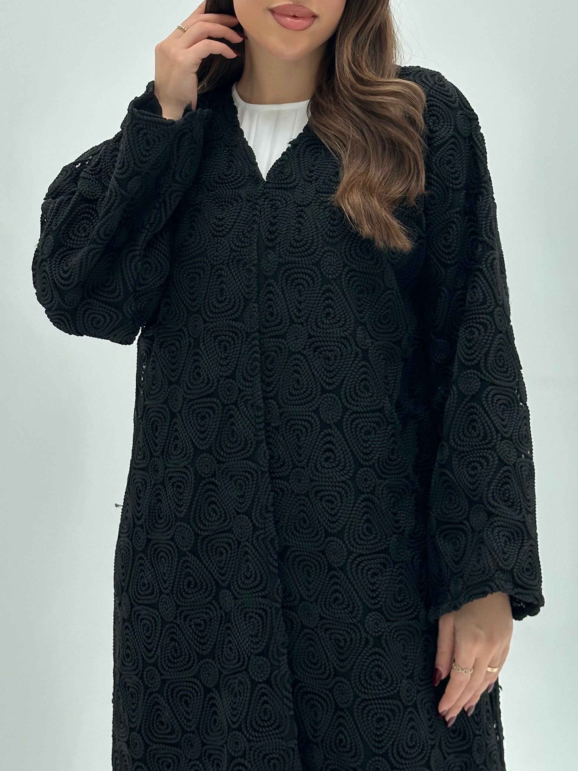 C 1724 Black Dantel Abaya