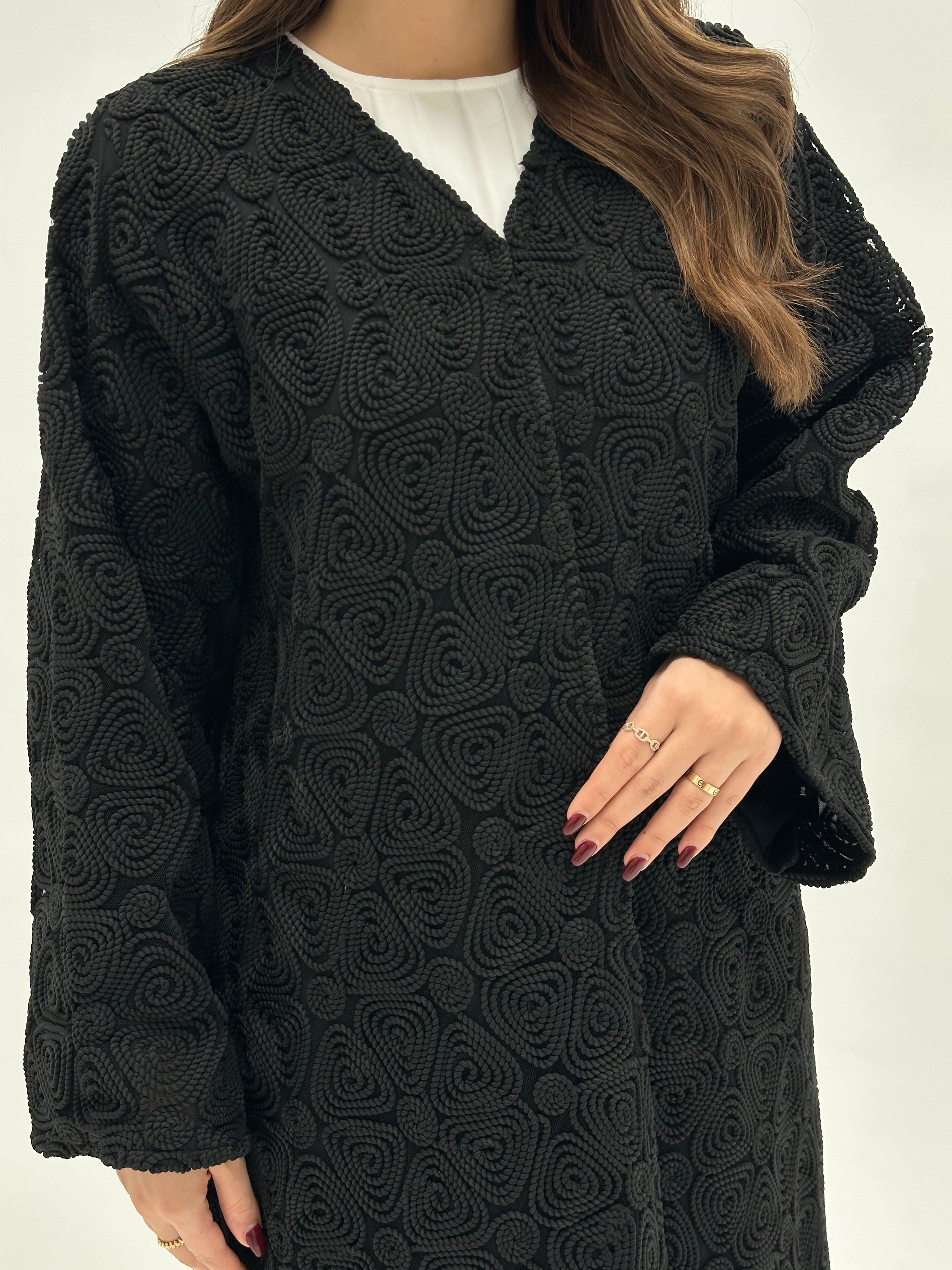 C 1724 Black Dantel Abaya