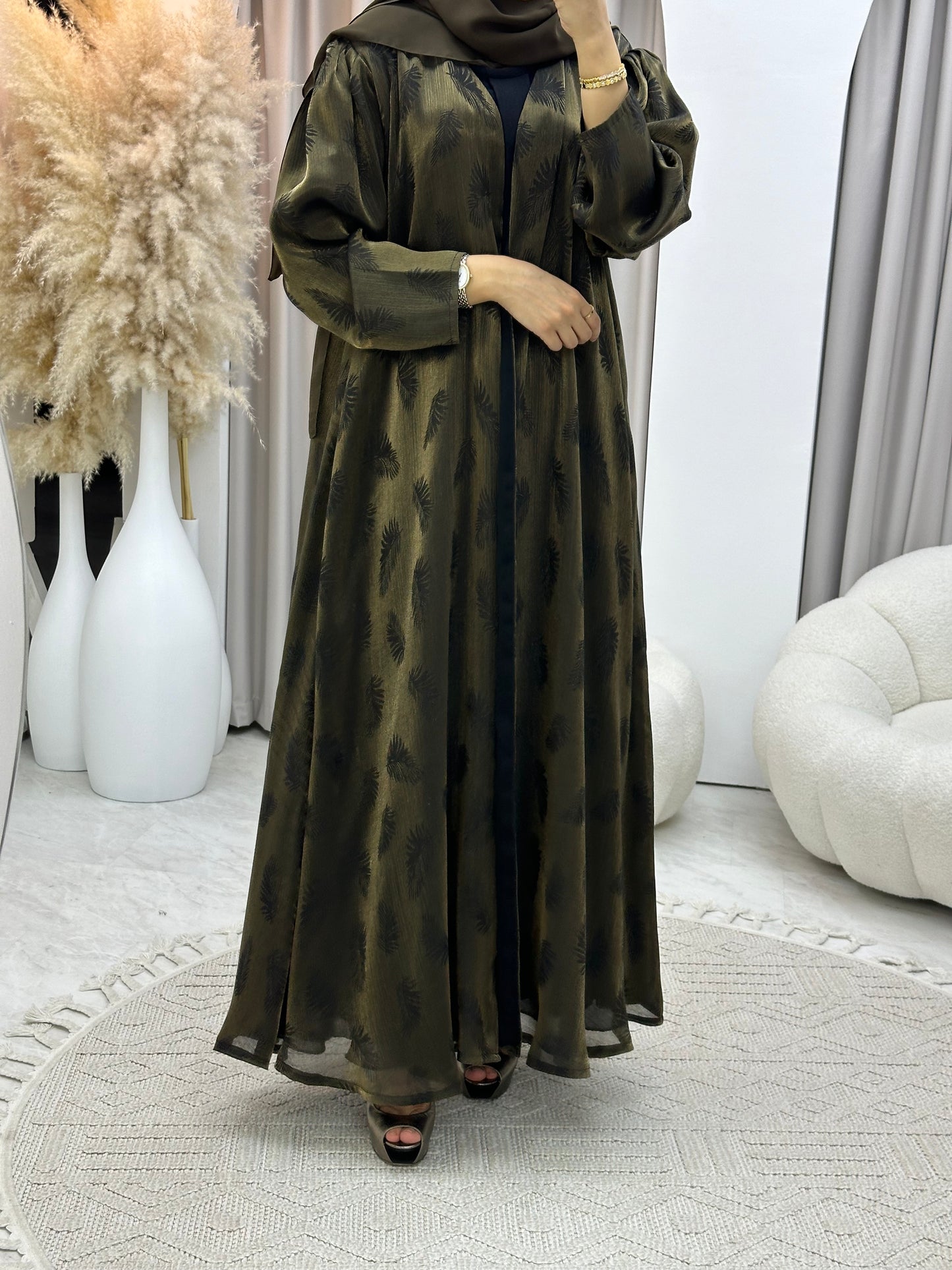 C 0307-02 Gold Leaf Printed Abaya