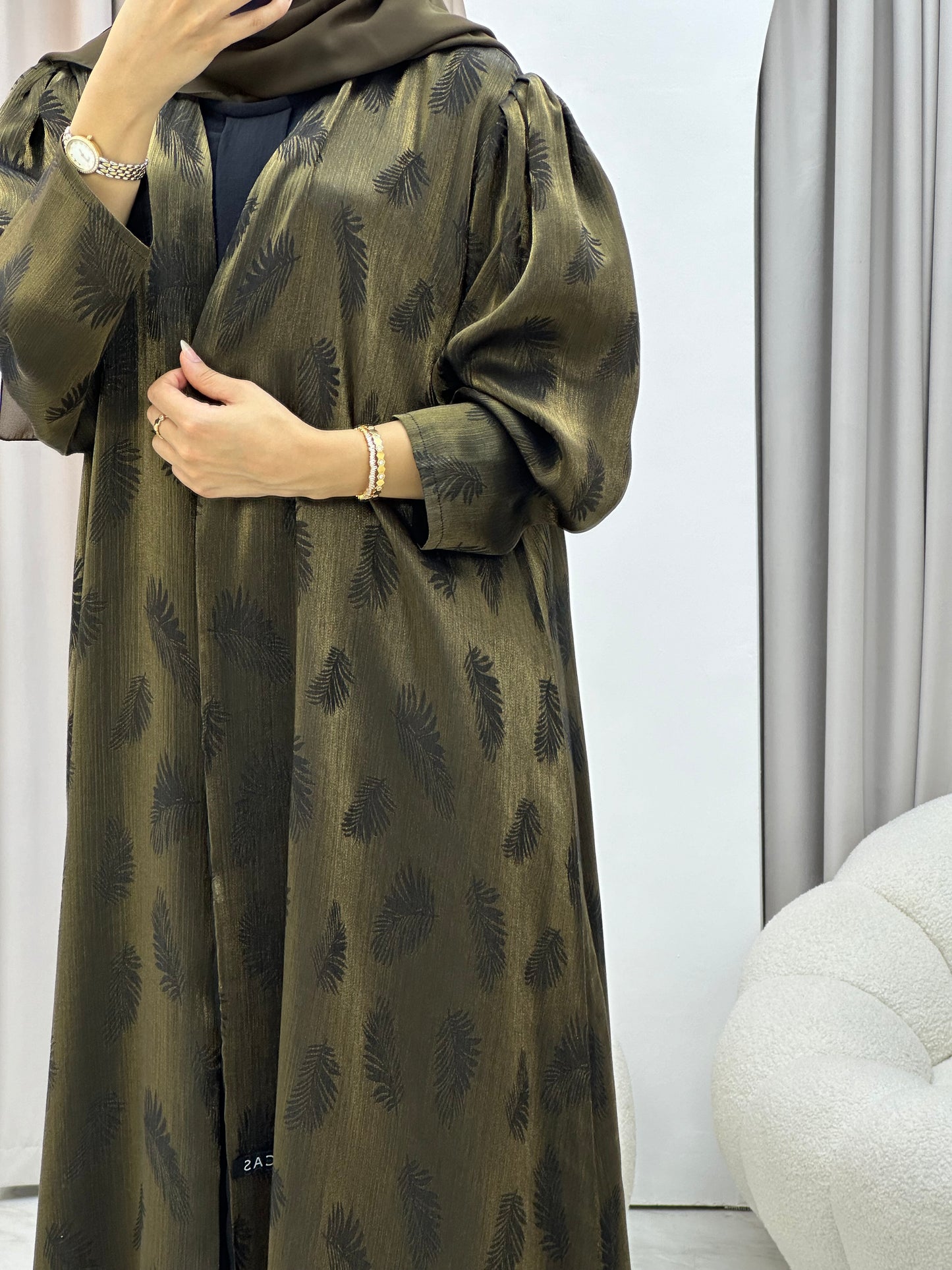 C 0307-02 Gold Leaf Printed Abaya