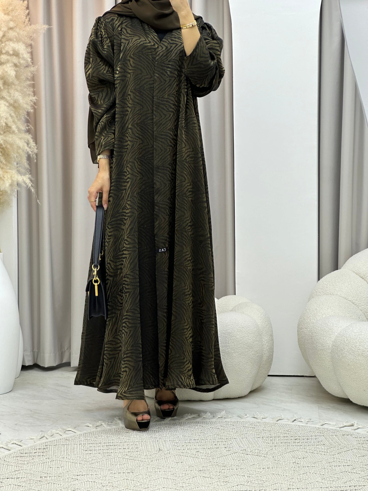 C 0308-02 Gold Printed Abaya