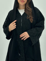 C 1724 Black Dantel Abaya