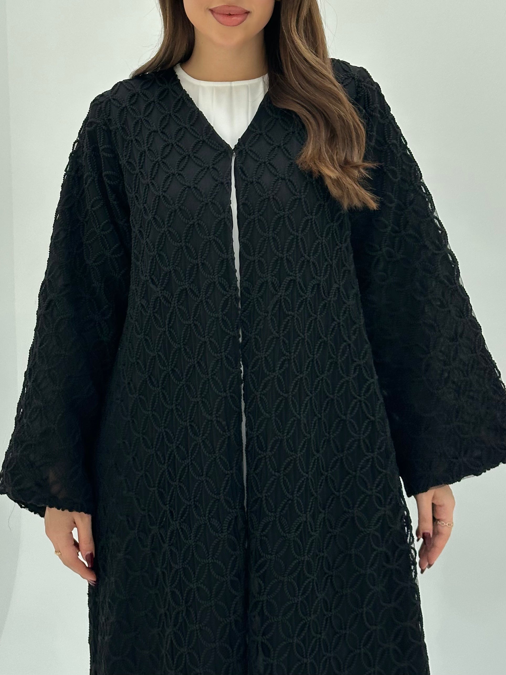 C 1725 Black Dantel abaya