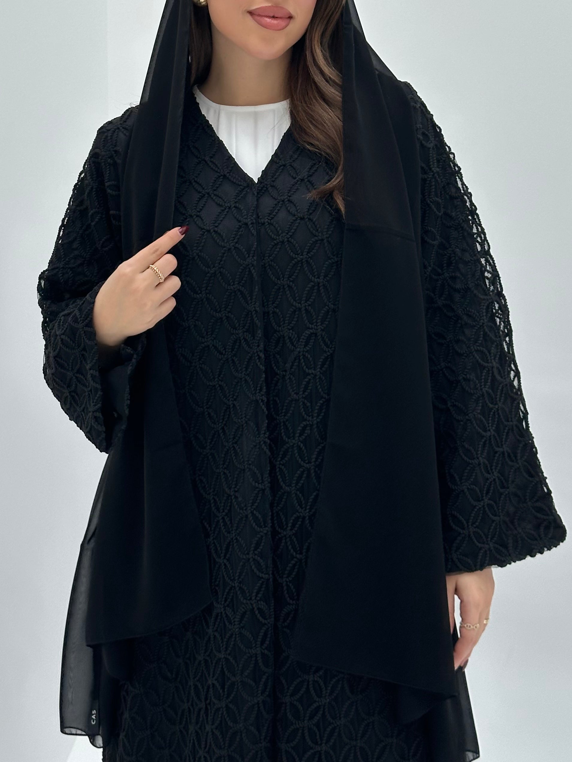 C 1725 Black Dantel abaya