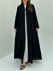 C 1726 Black Beaded Lace Abaya
