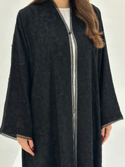 C 1726 Black Beaded Lace Abaya
