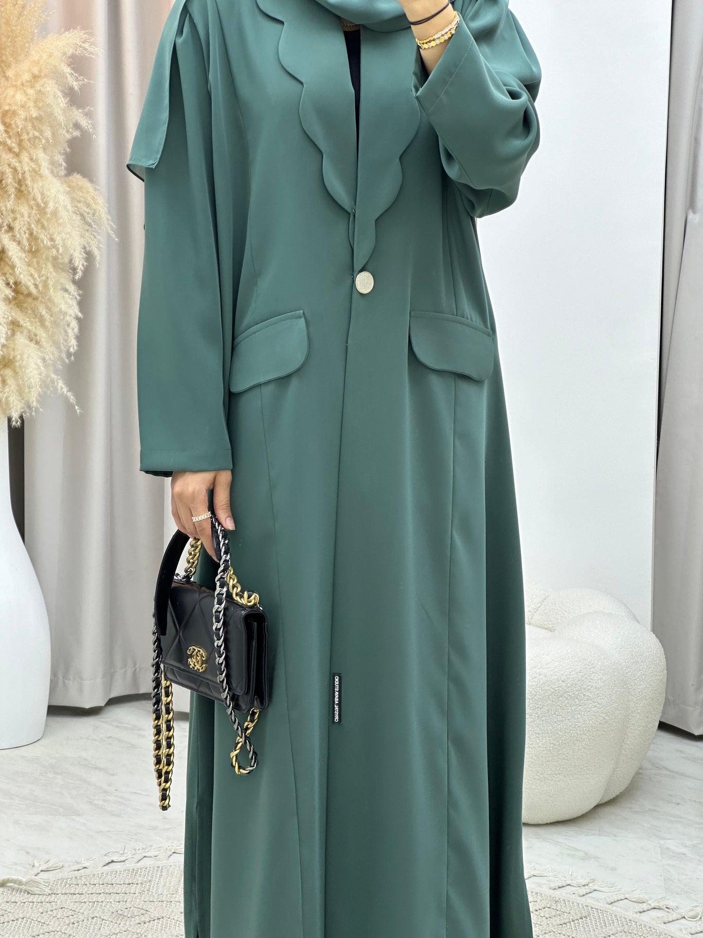 C 0133-03 Green Coat Abaya