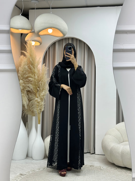 C 0560 Black Classic Lace Abaya