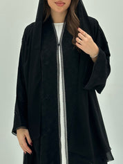 C 1726 Black Beaded Lace Abaya
