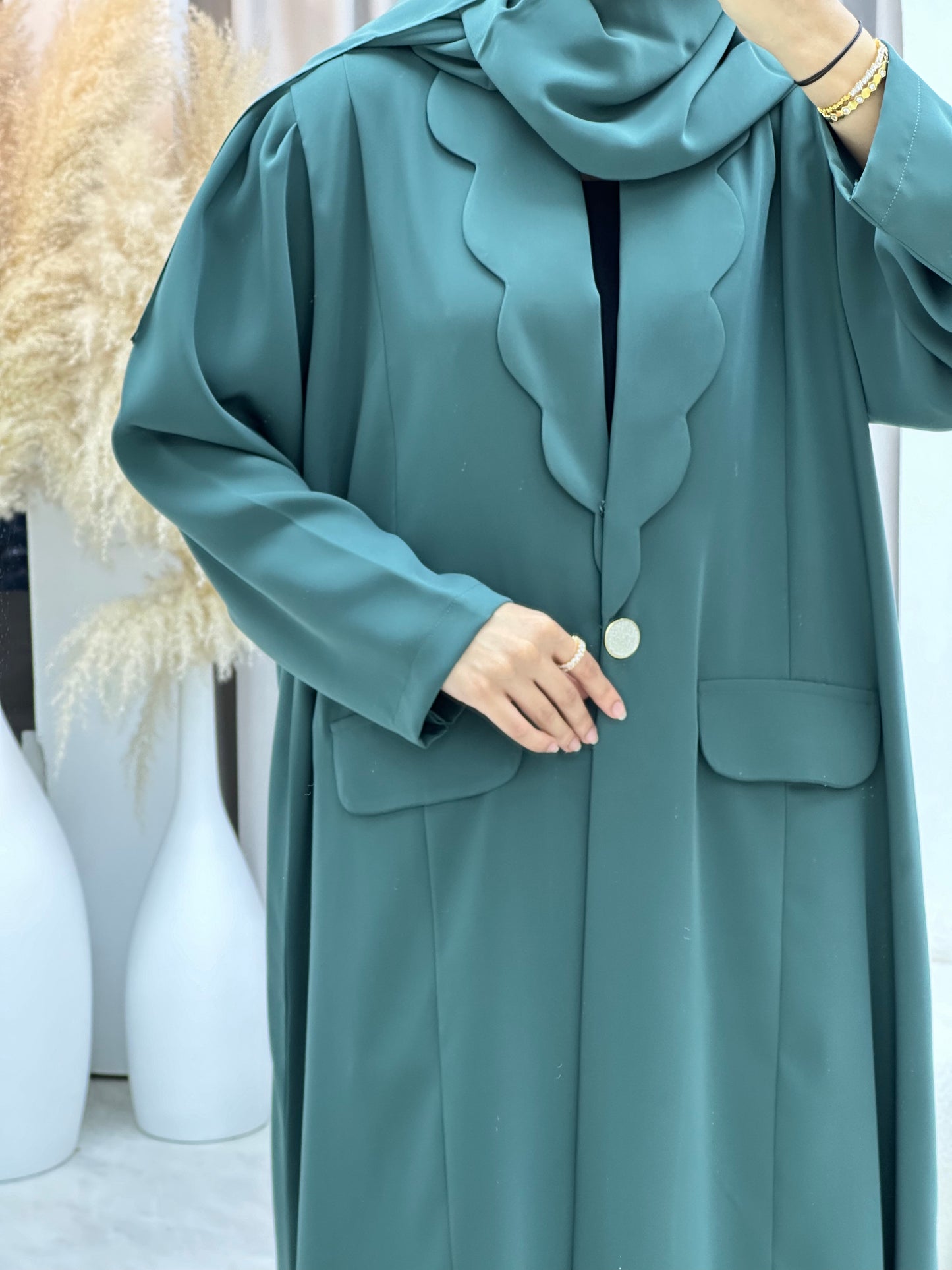 C 0133-03 Green Coat Abaya