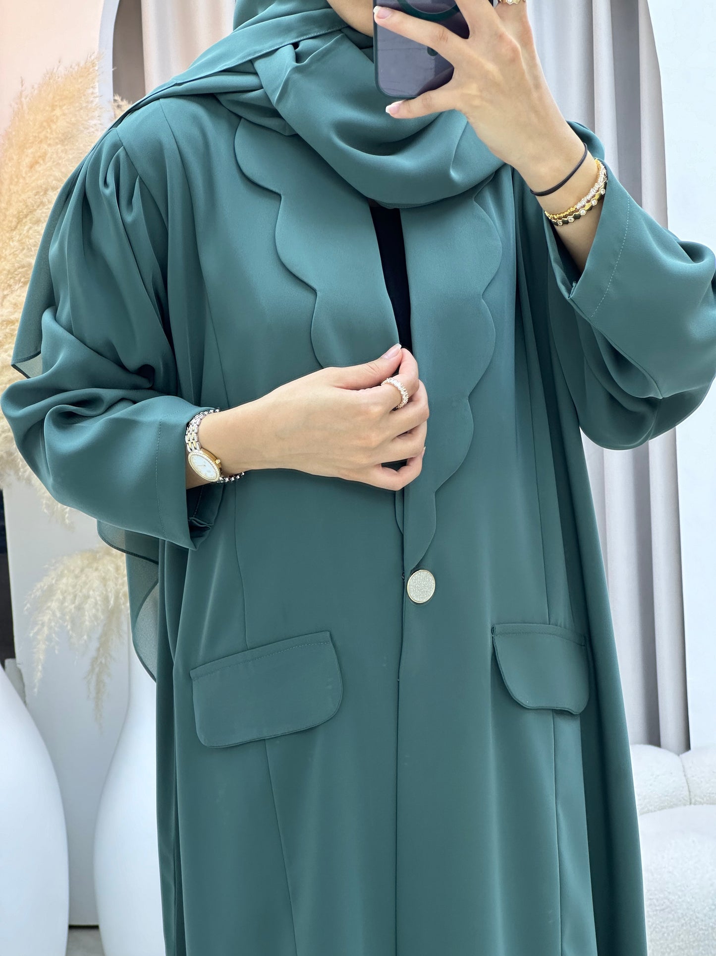 C 0133-03 Green Coat Abaya