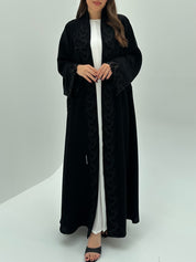 C 1726 Black Beaded Lace Abaya